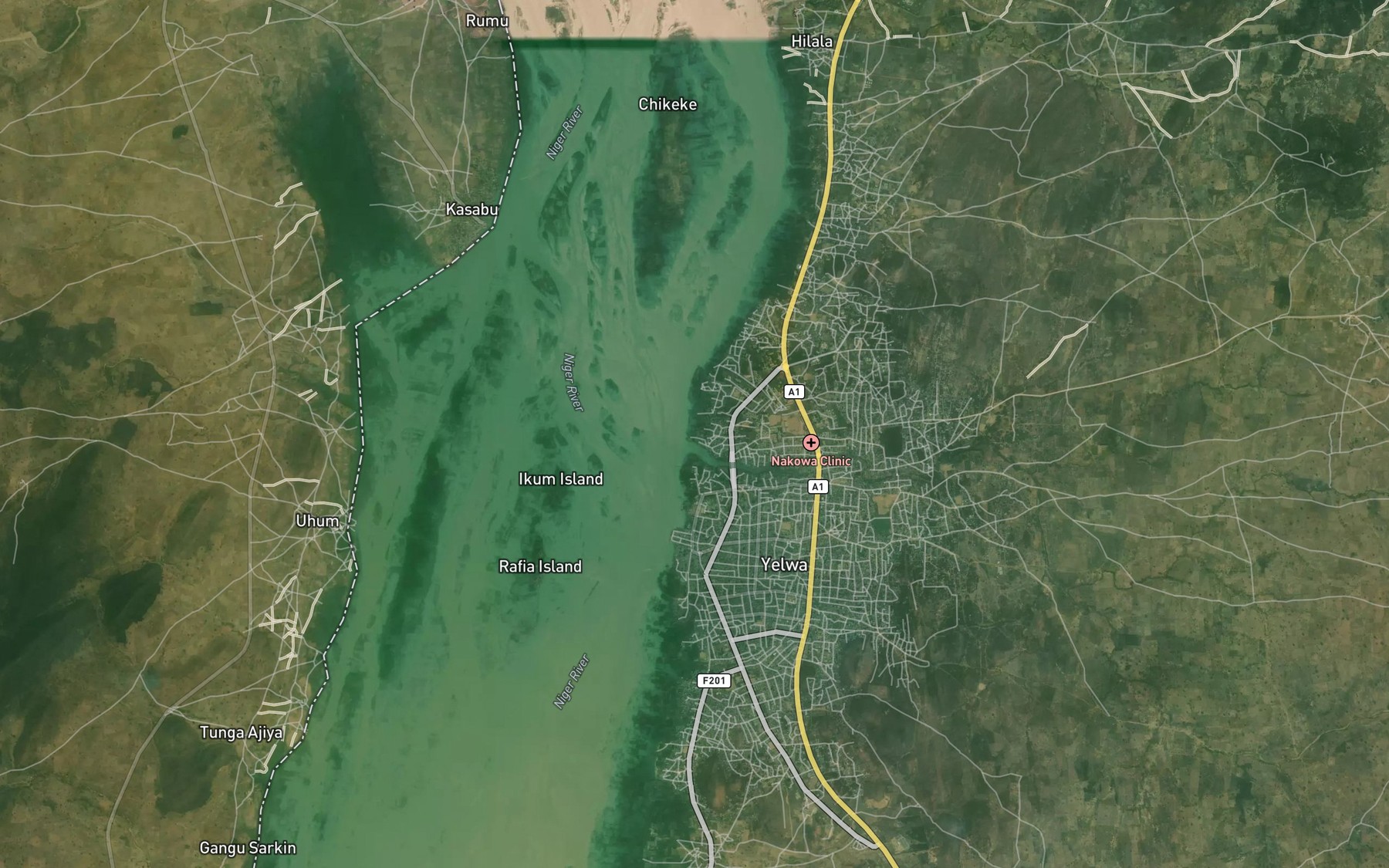 Satellite map of the River Yakabala