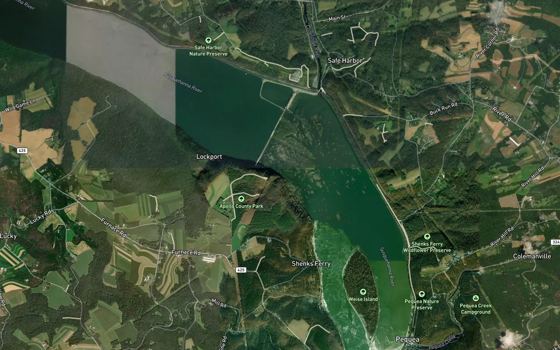 Satellite map of the Boyds Run
