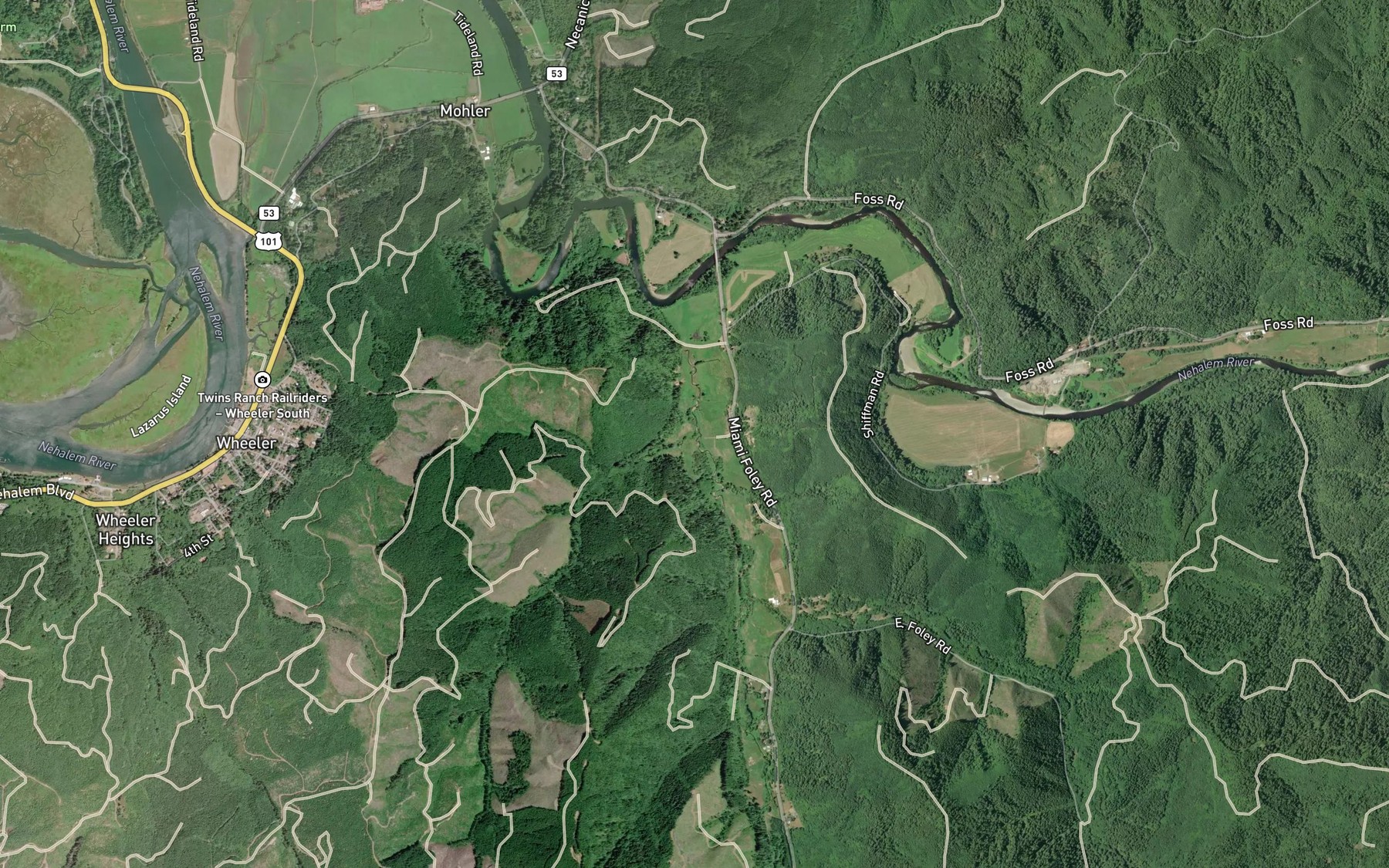 Satellite map of the Crystal Creek