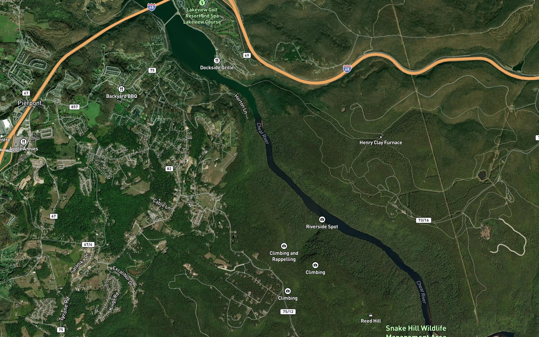 Satellite map of the Buzzard Run