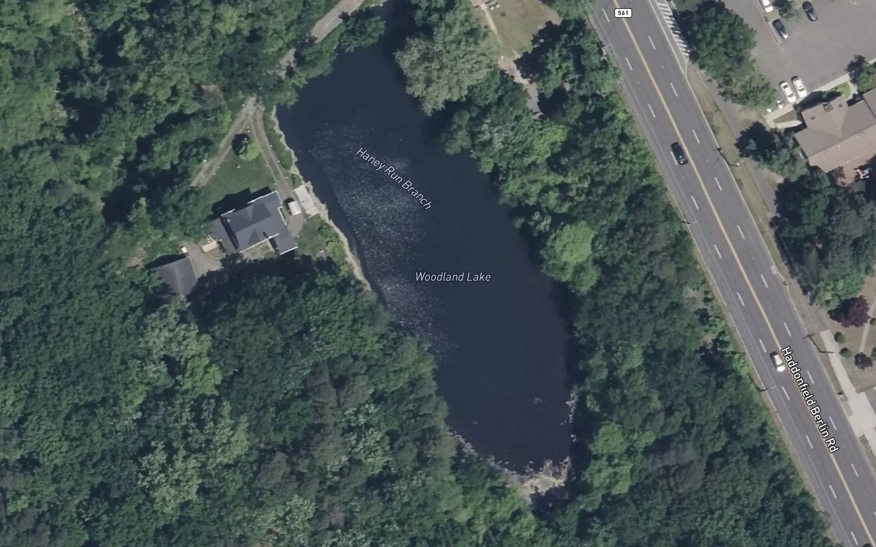 Satellite map of the Woodland Lake