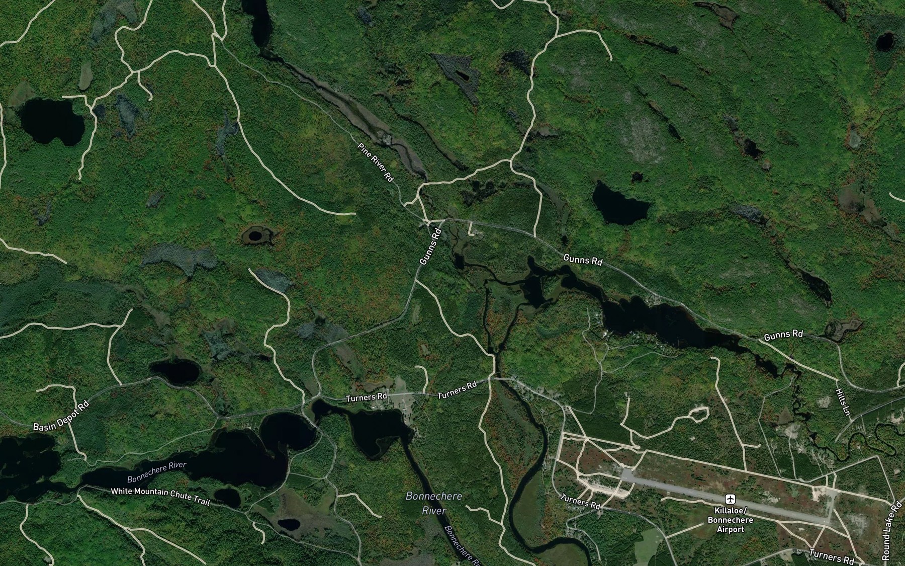 Satellite map of the Pine River