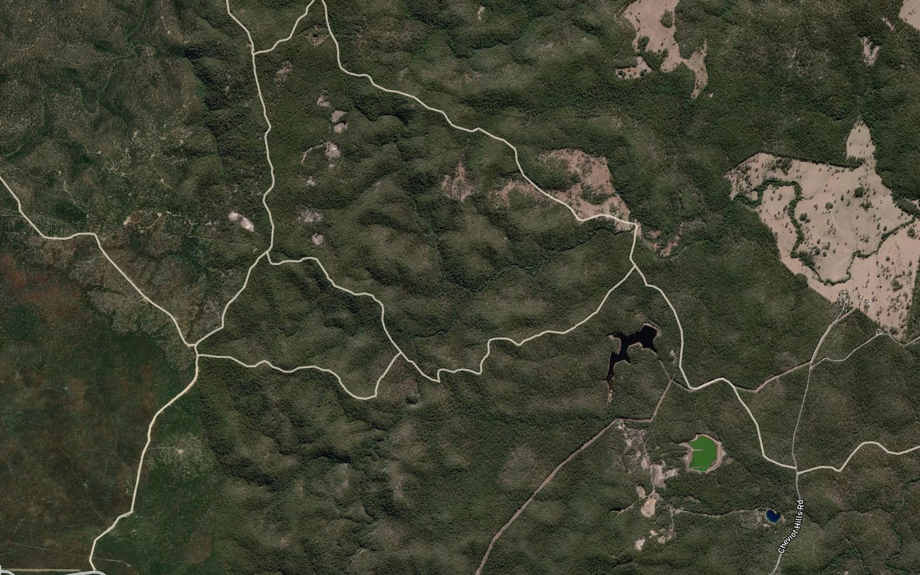 Satellite map of the Ginnies Creek