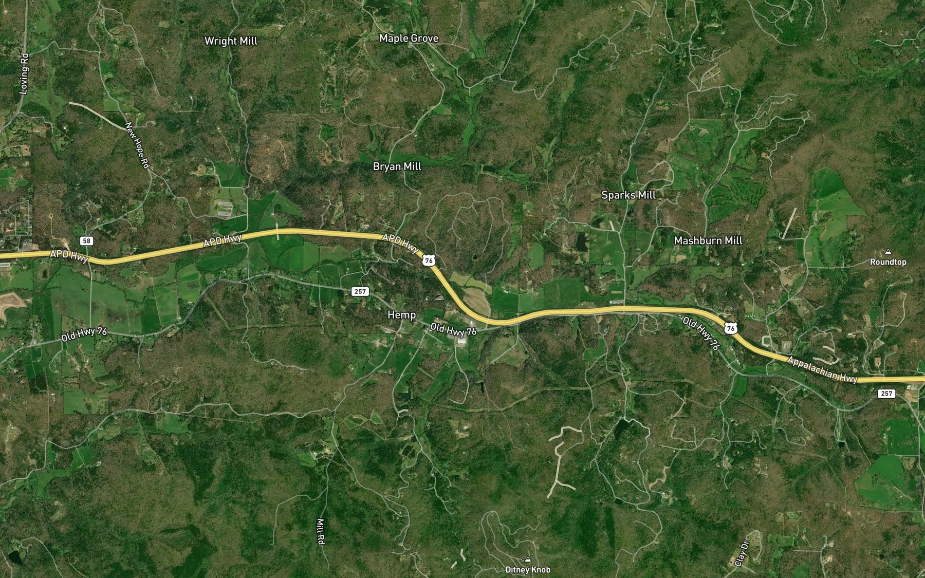 Satellite map of the Richards Branch