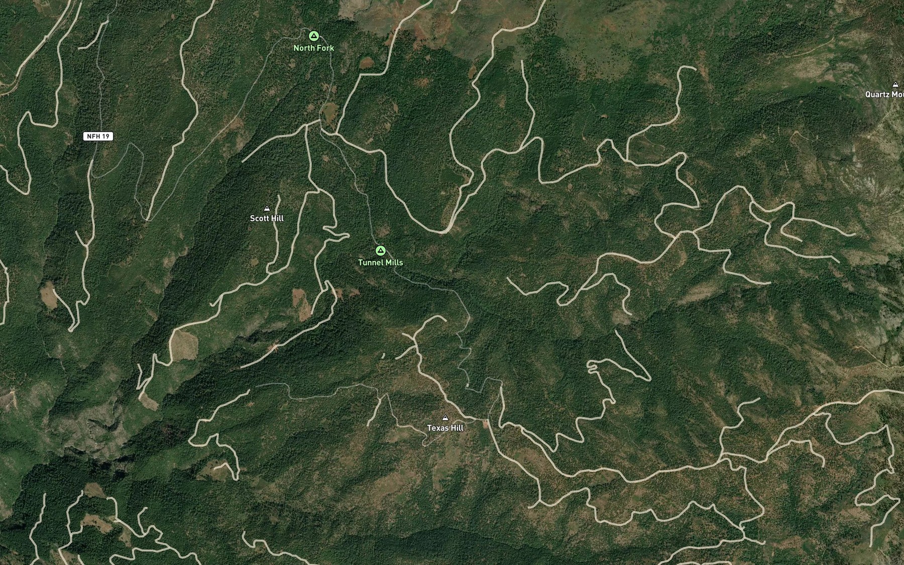Satellite map of the Monumental Creek