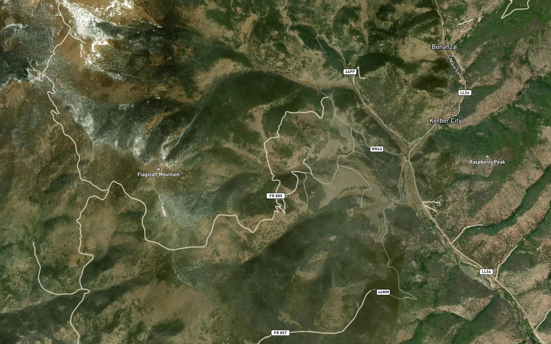Satellite map of the Cow Creek