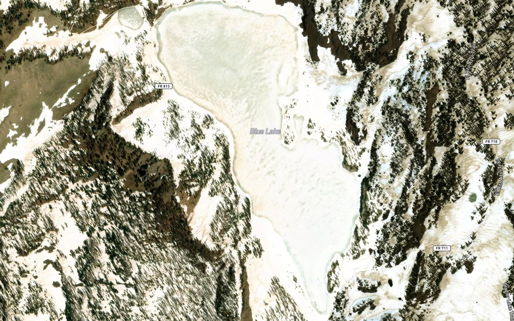 Satellite map of the Blue Lake