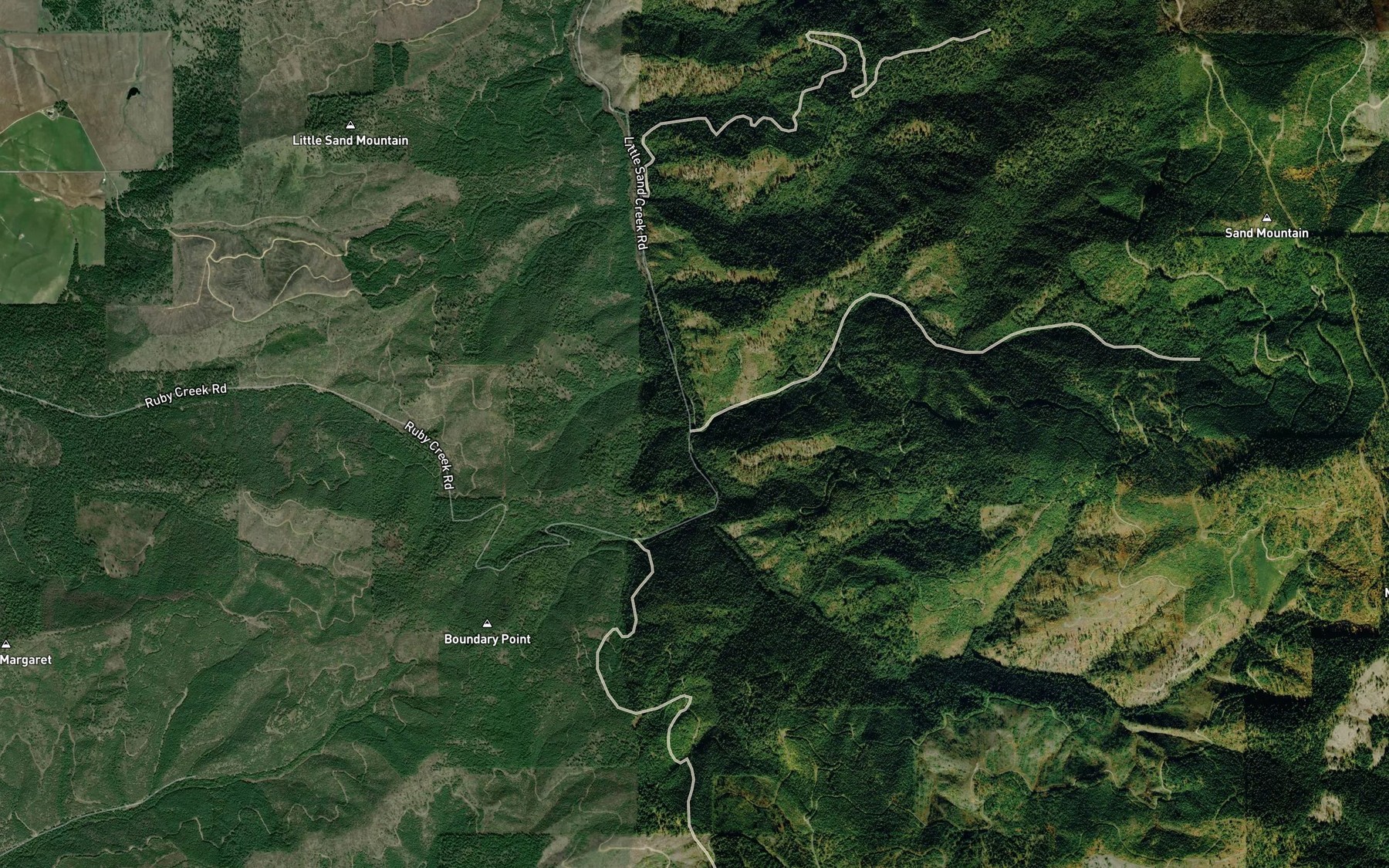Satellite map of the Bonami Creek