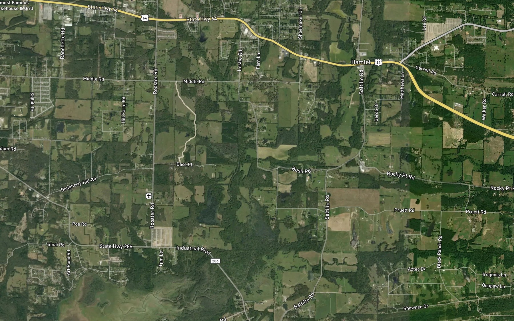 Satellite map of the Little Cypress Creek