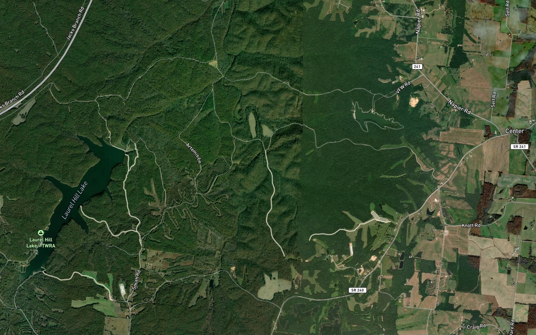 Satellite map of the Reed Branch