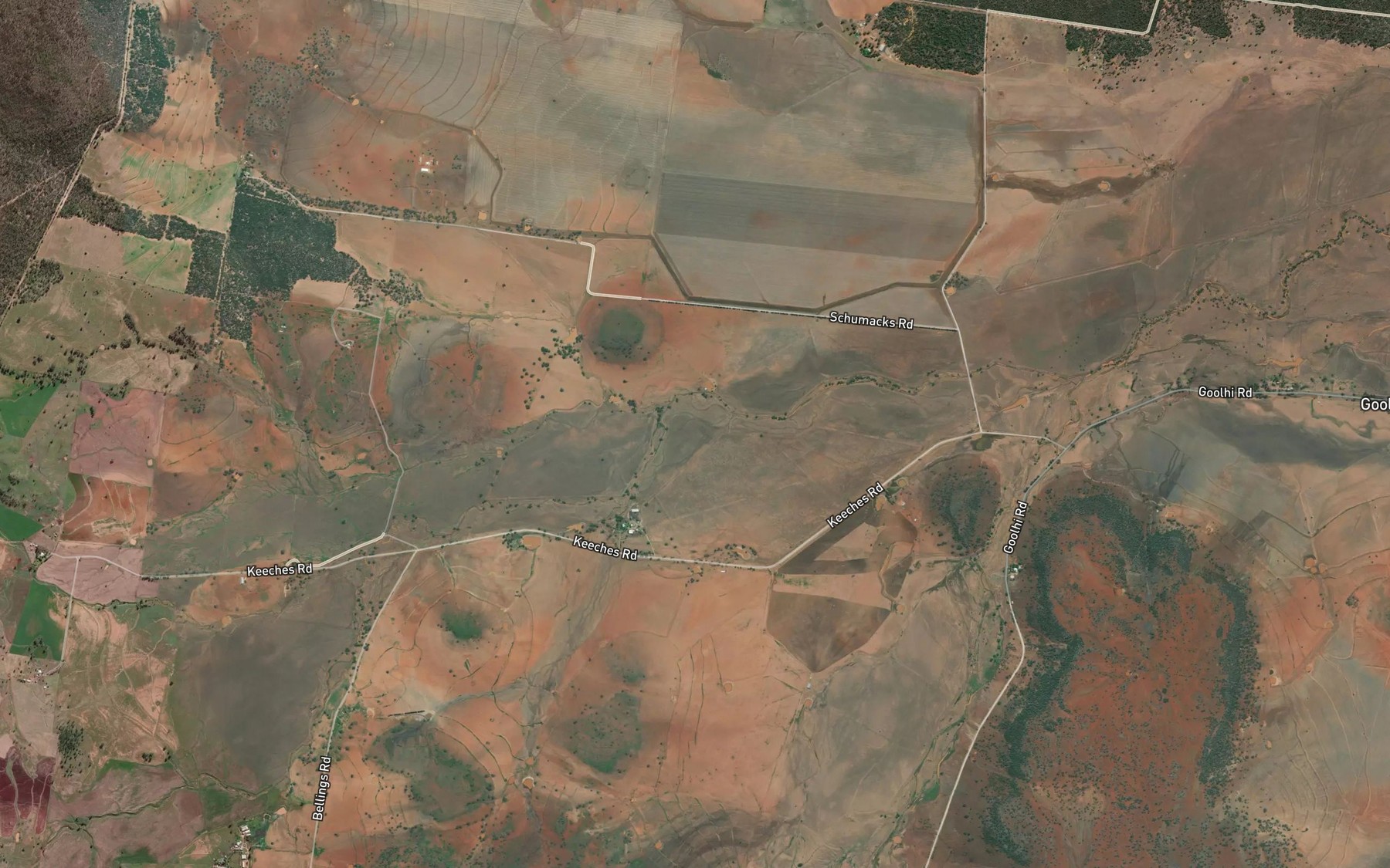 Satellite map of the Curricuroo Creek