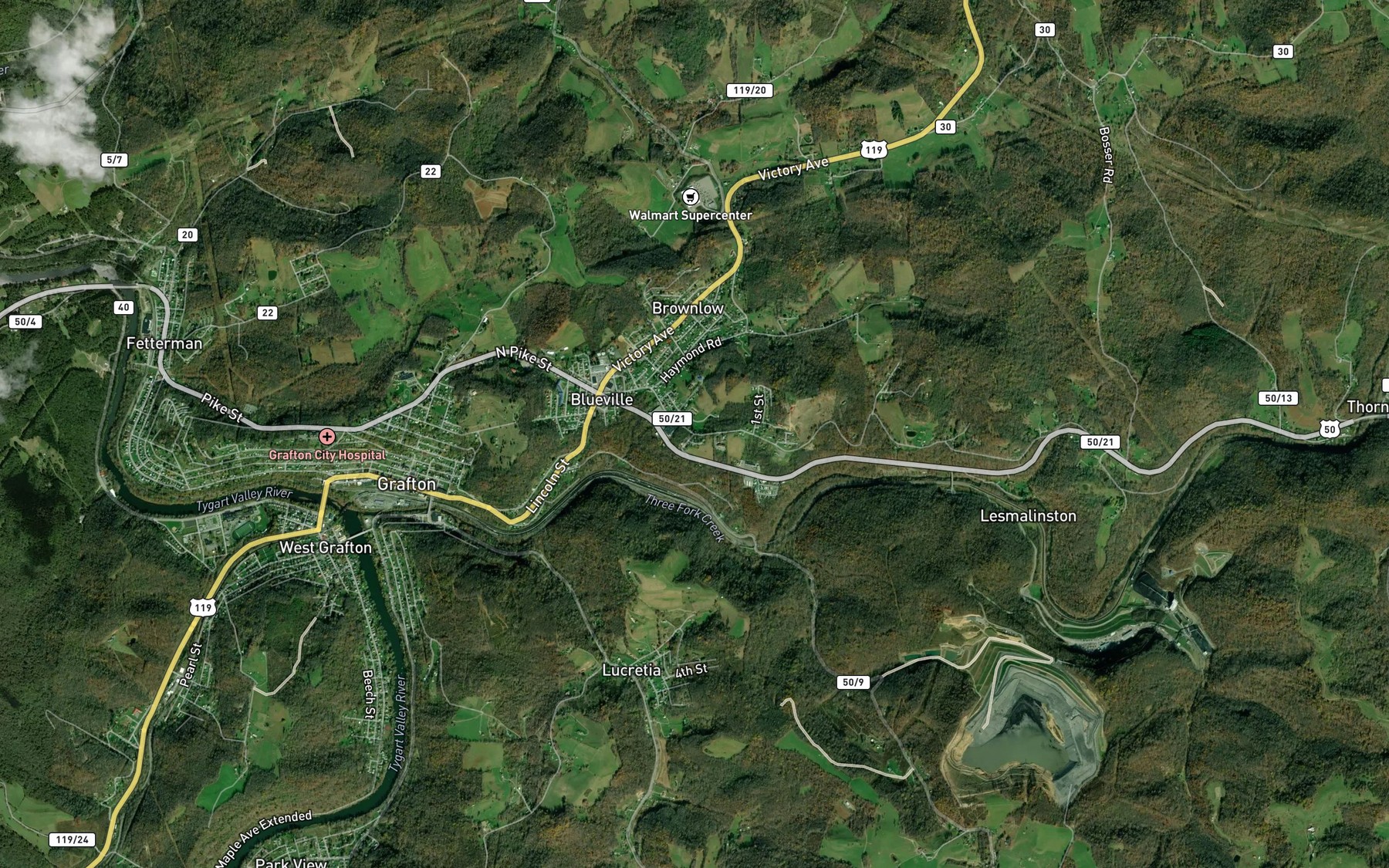 Satellite map of the Albert Veyon Spring