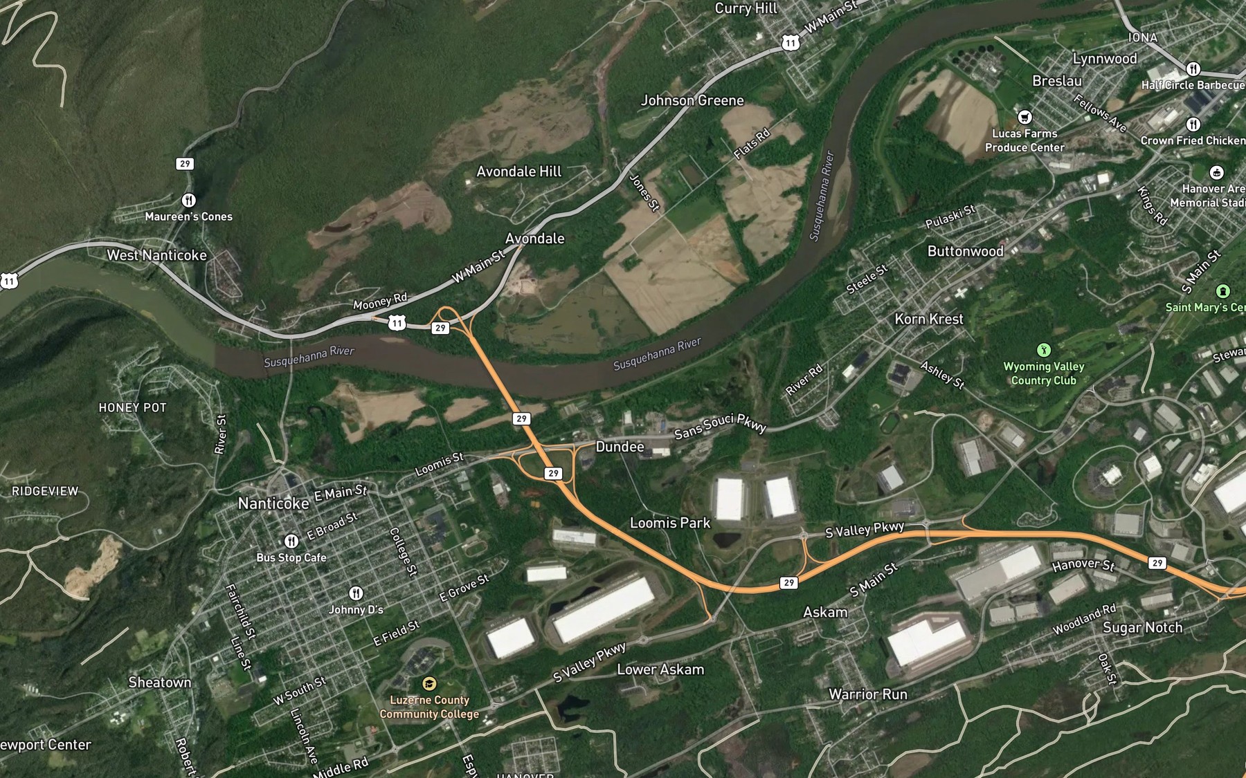 Satellite map of the Warrior Creek