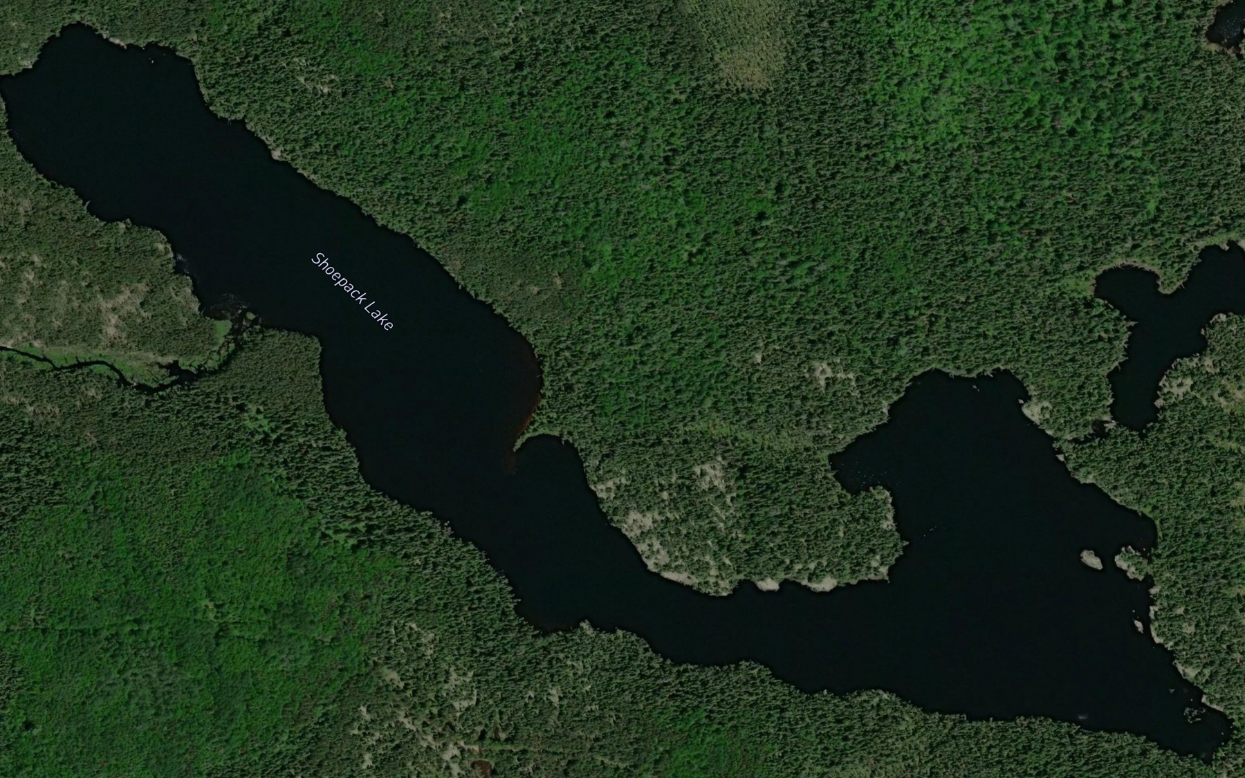 Satellite map of the Shoepack Lake