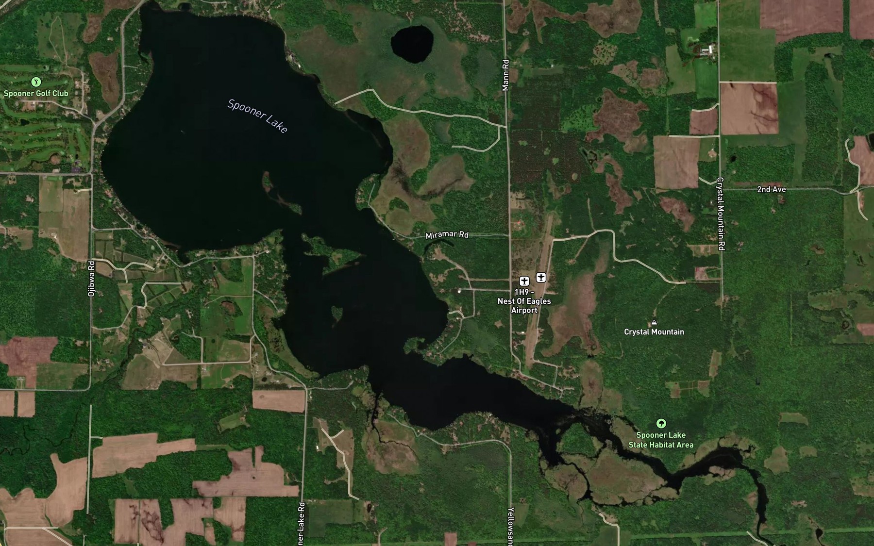 Satellite map of the Spooner Lake
