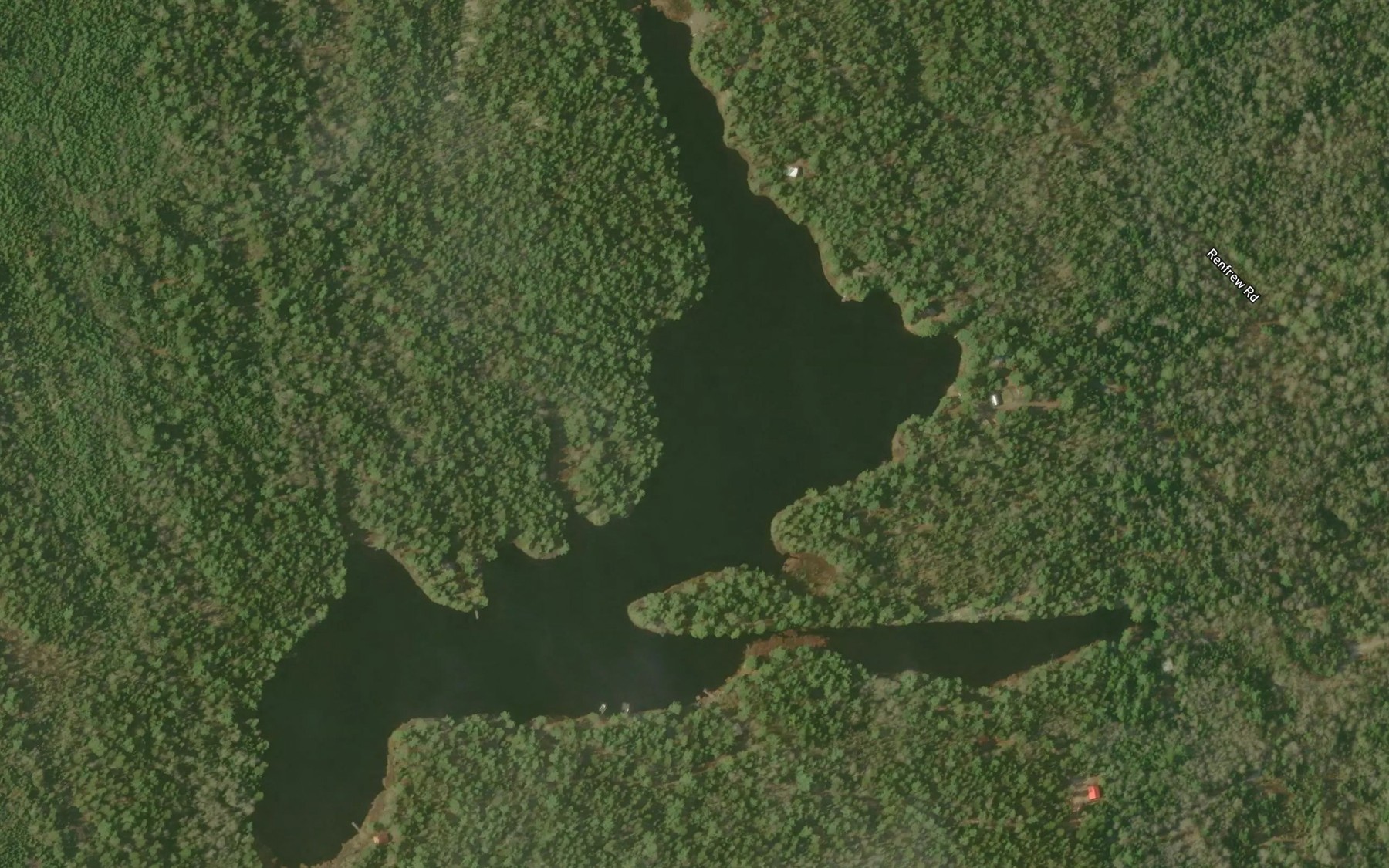 Satellite map of the Three Cornered Lake