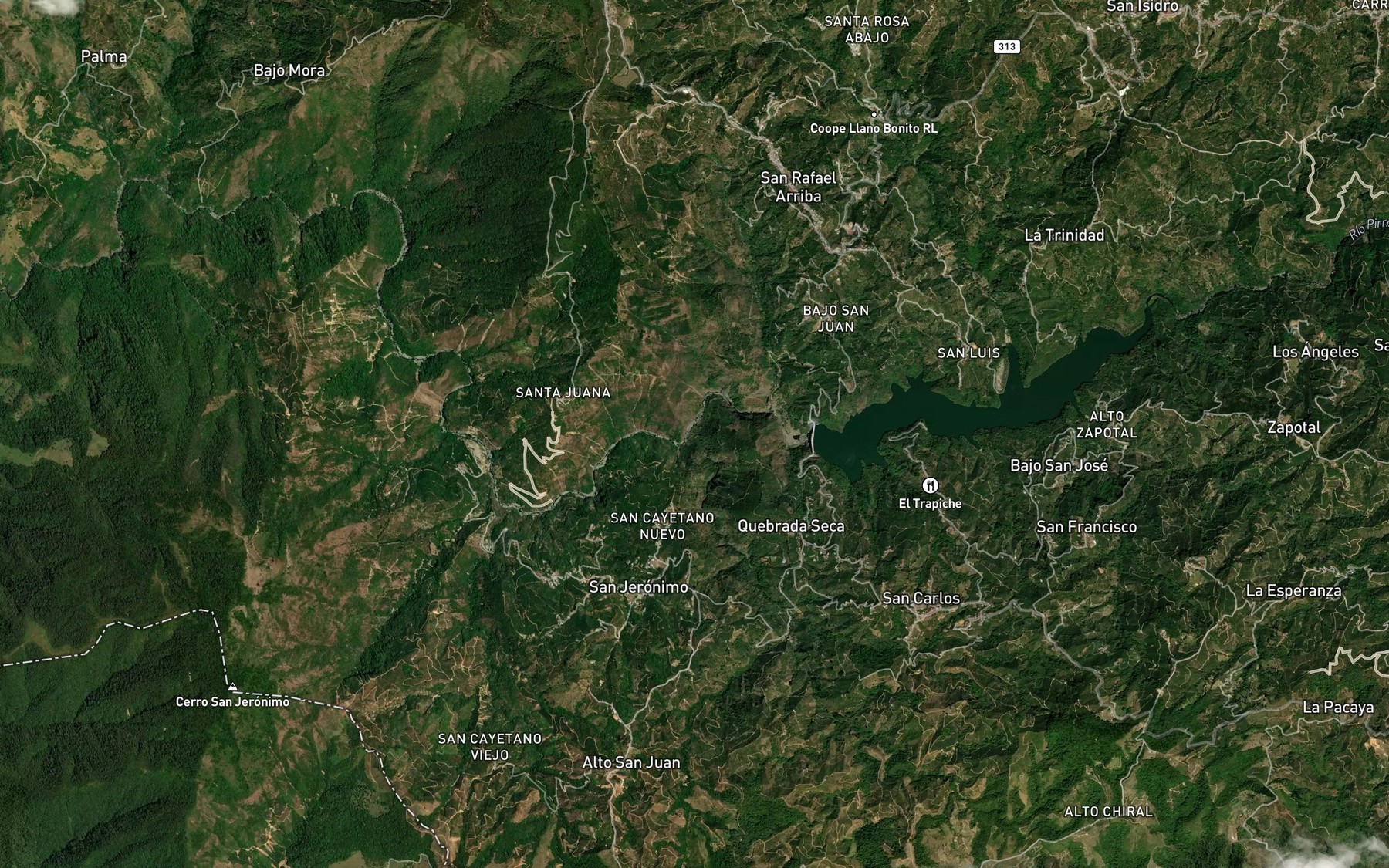 Satellite map of the Quebrada Seca