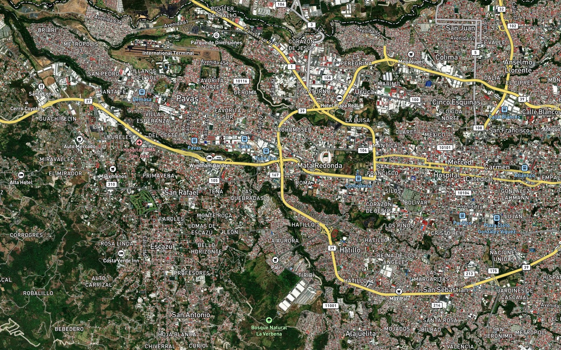 Satellite map of the Quebrada La Barranca