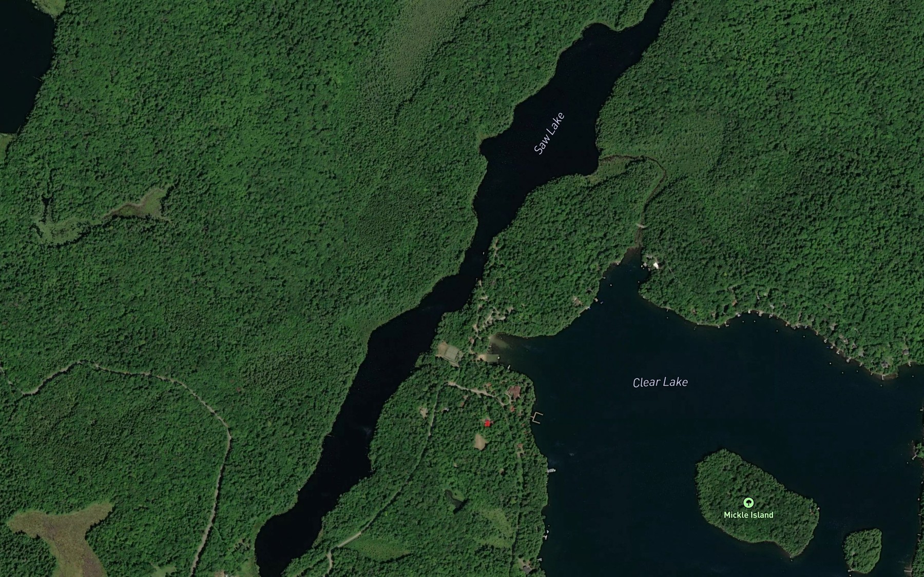 Satellite map of the Saw Lake