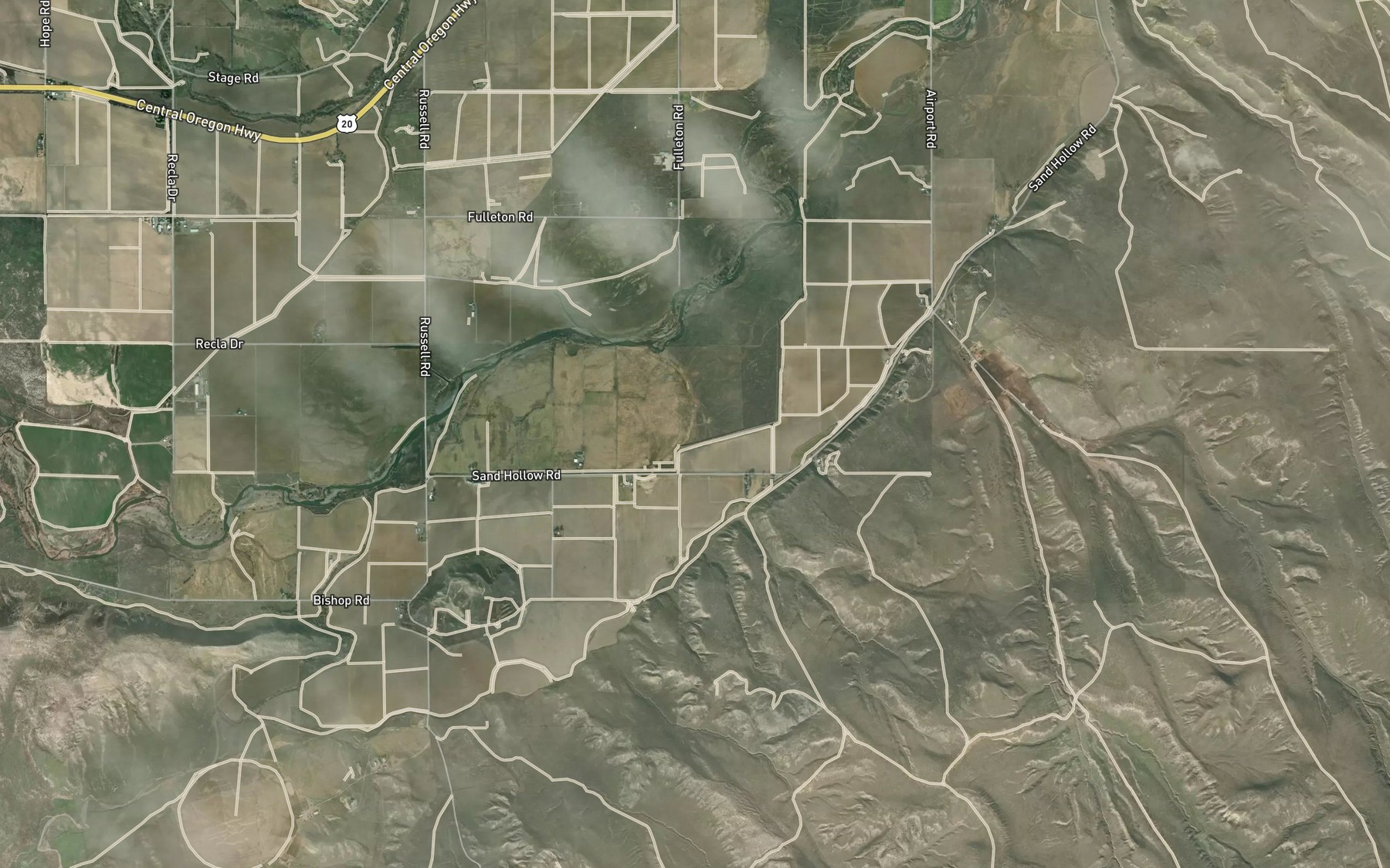 Satellite map of the Russell Drain