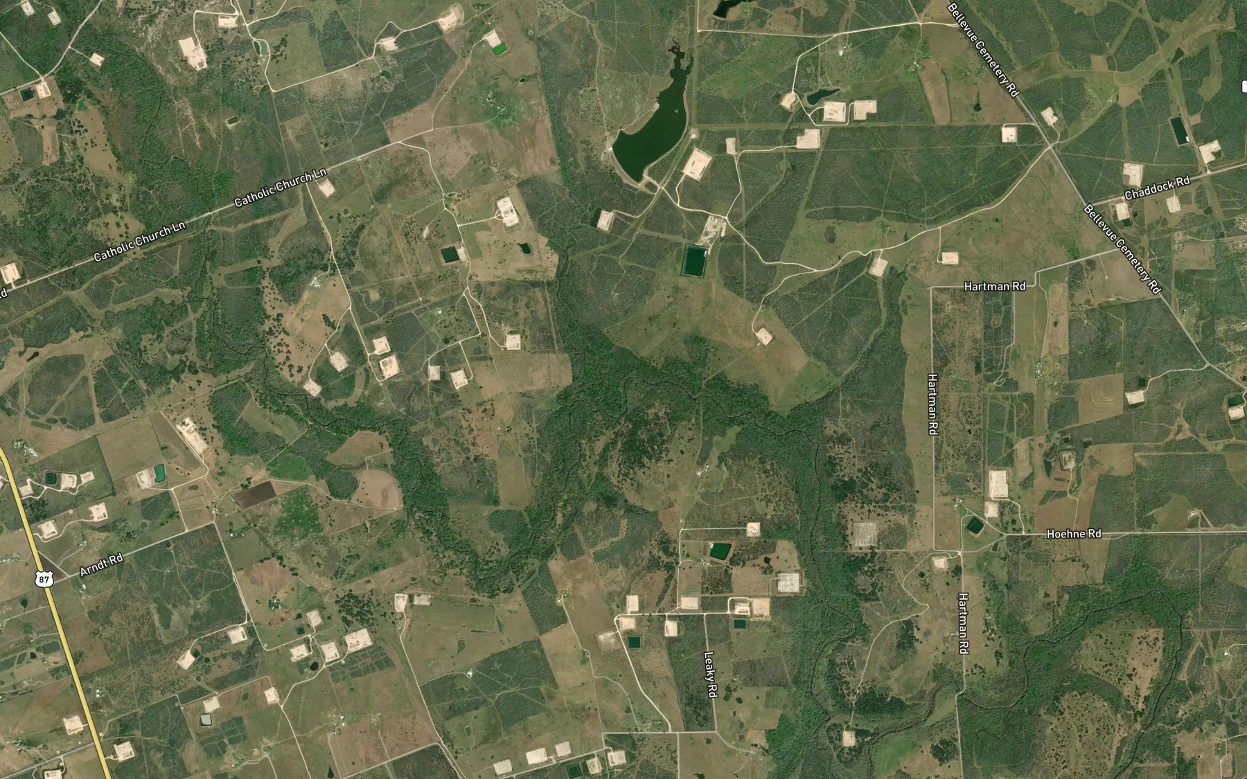 Satellite map of the Boggie Creek