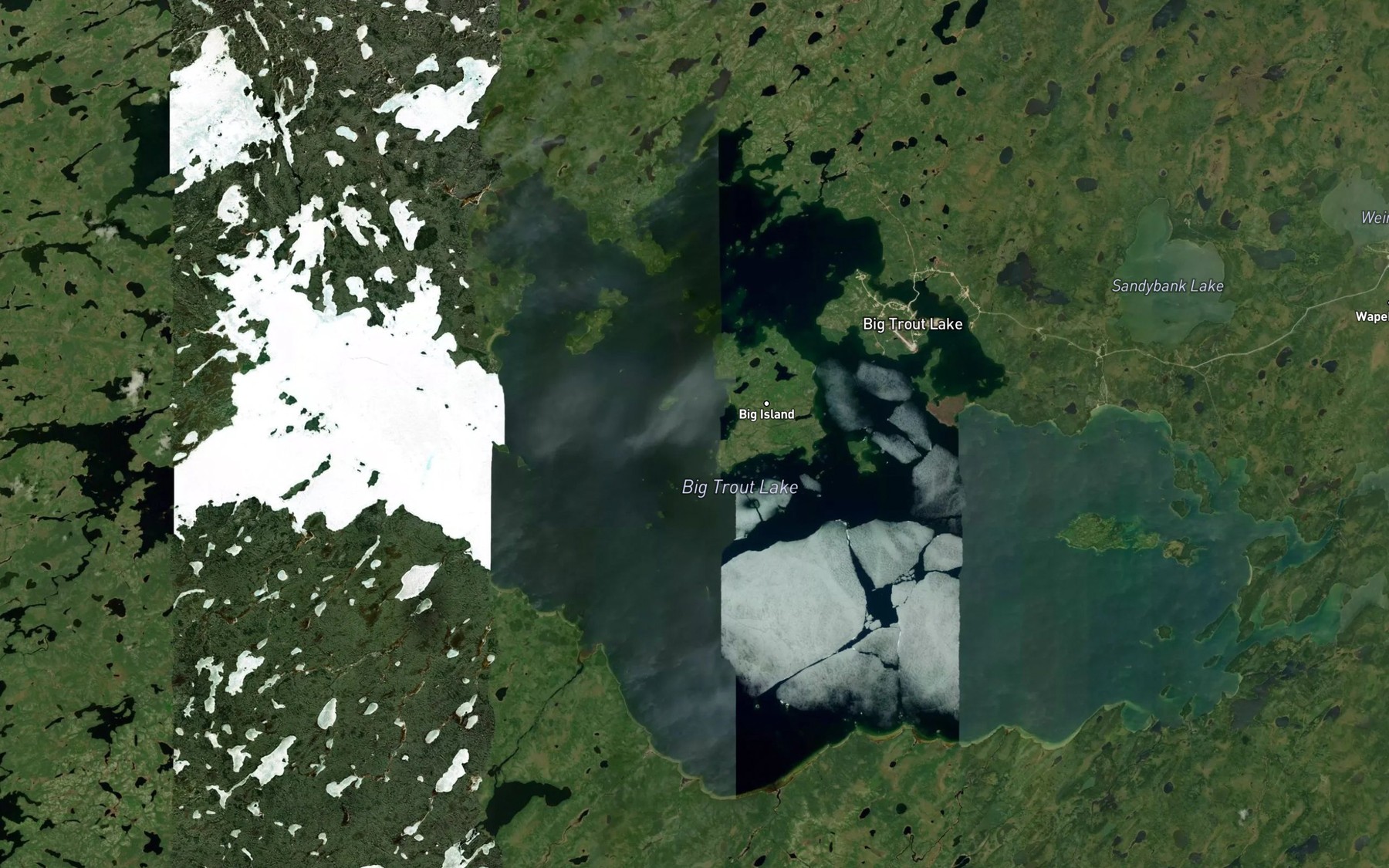 Satellite map of the Big Trout Lake