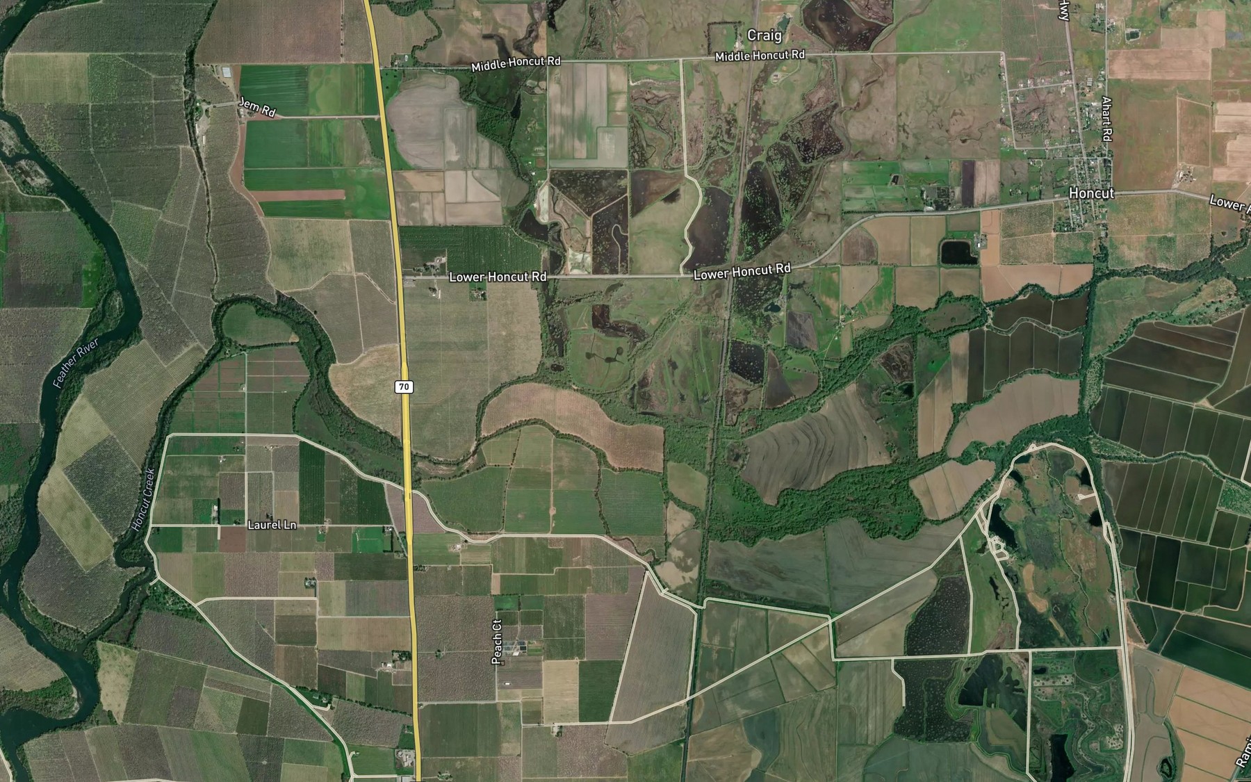 Satellite map of the Wyandotte Creek