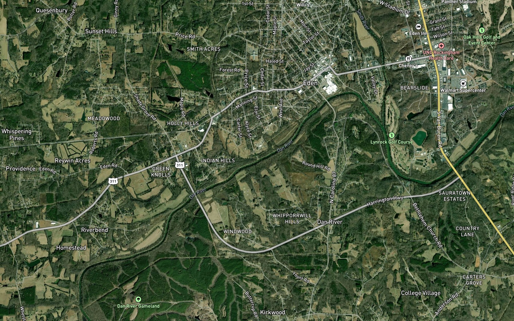 Satellite map of the Matrimony Creek