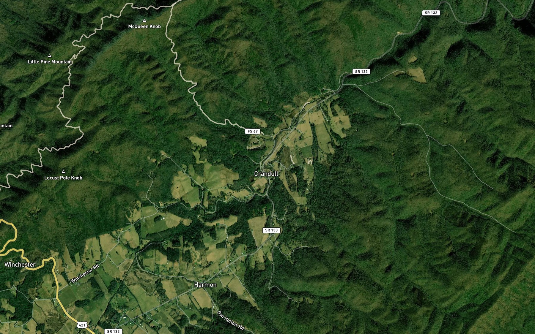 Satellite map of the Watson Branch
