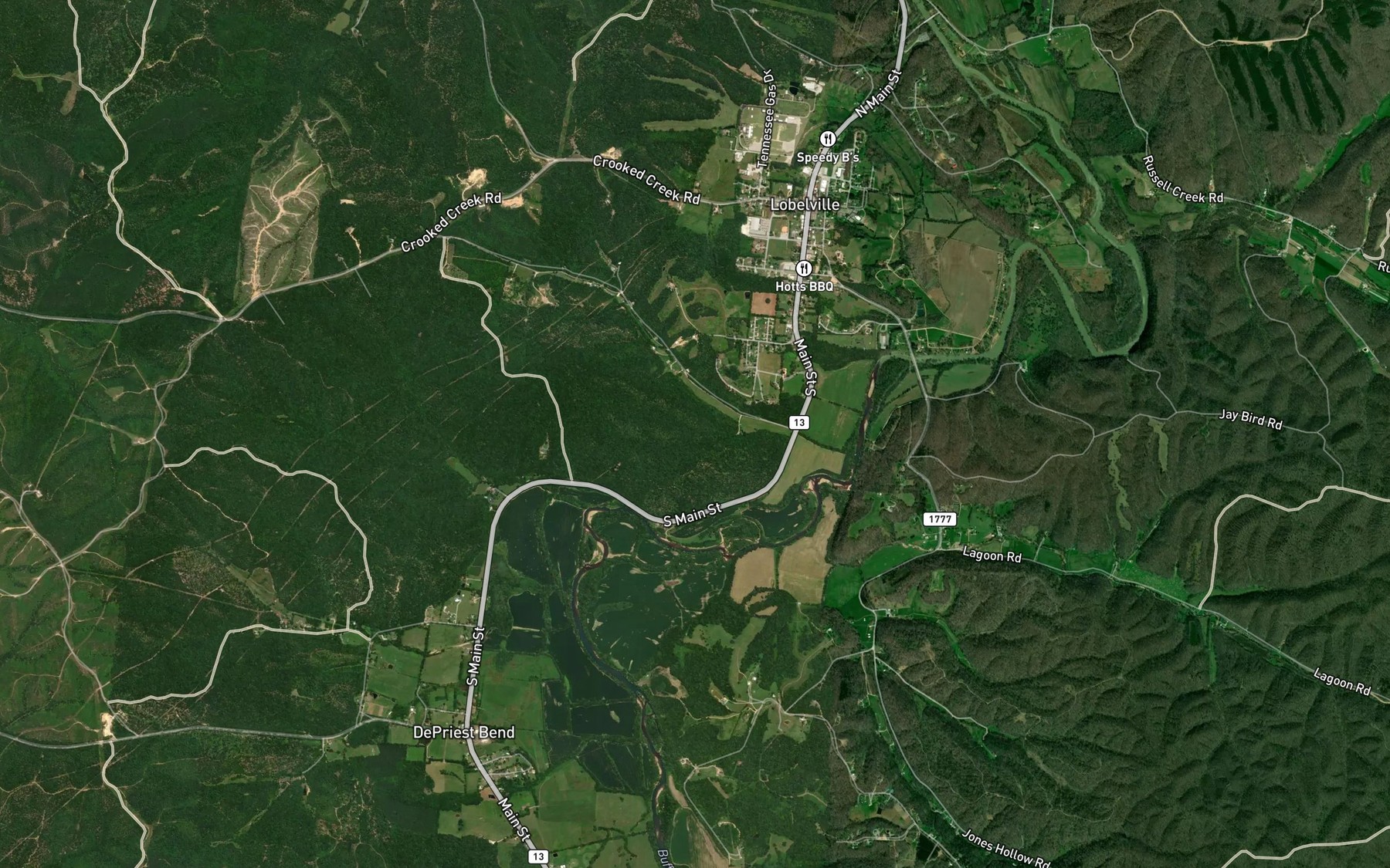 Satellite map of the Spout Spring