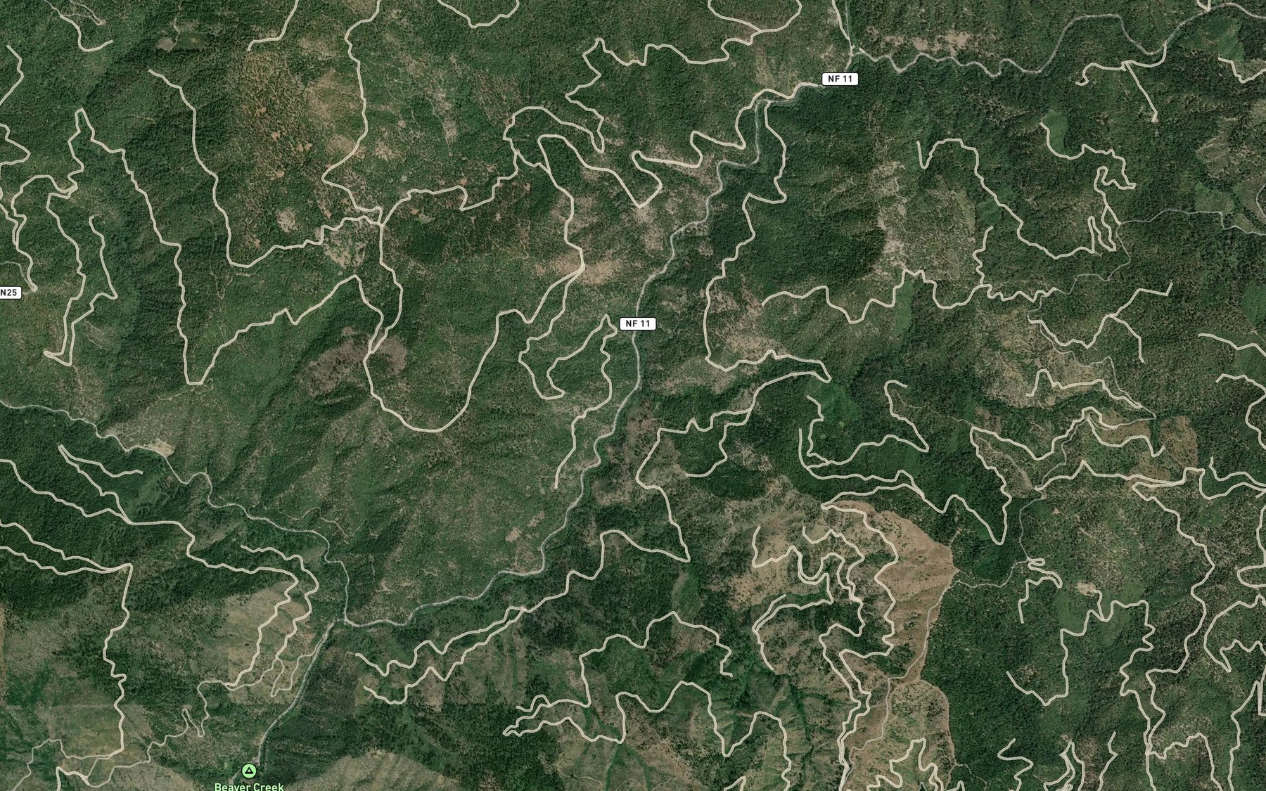 Satellite map of the Bumblebee Creek