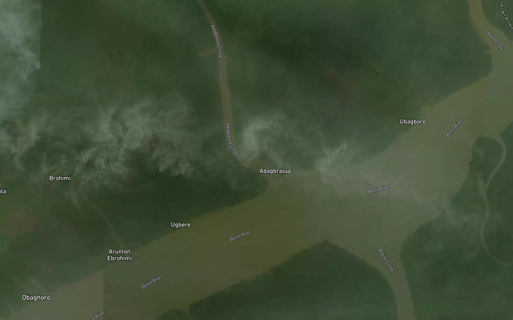 Satellite map of the Okuba Creek