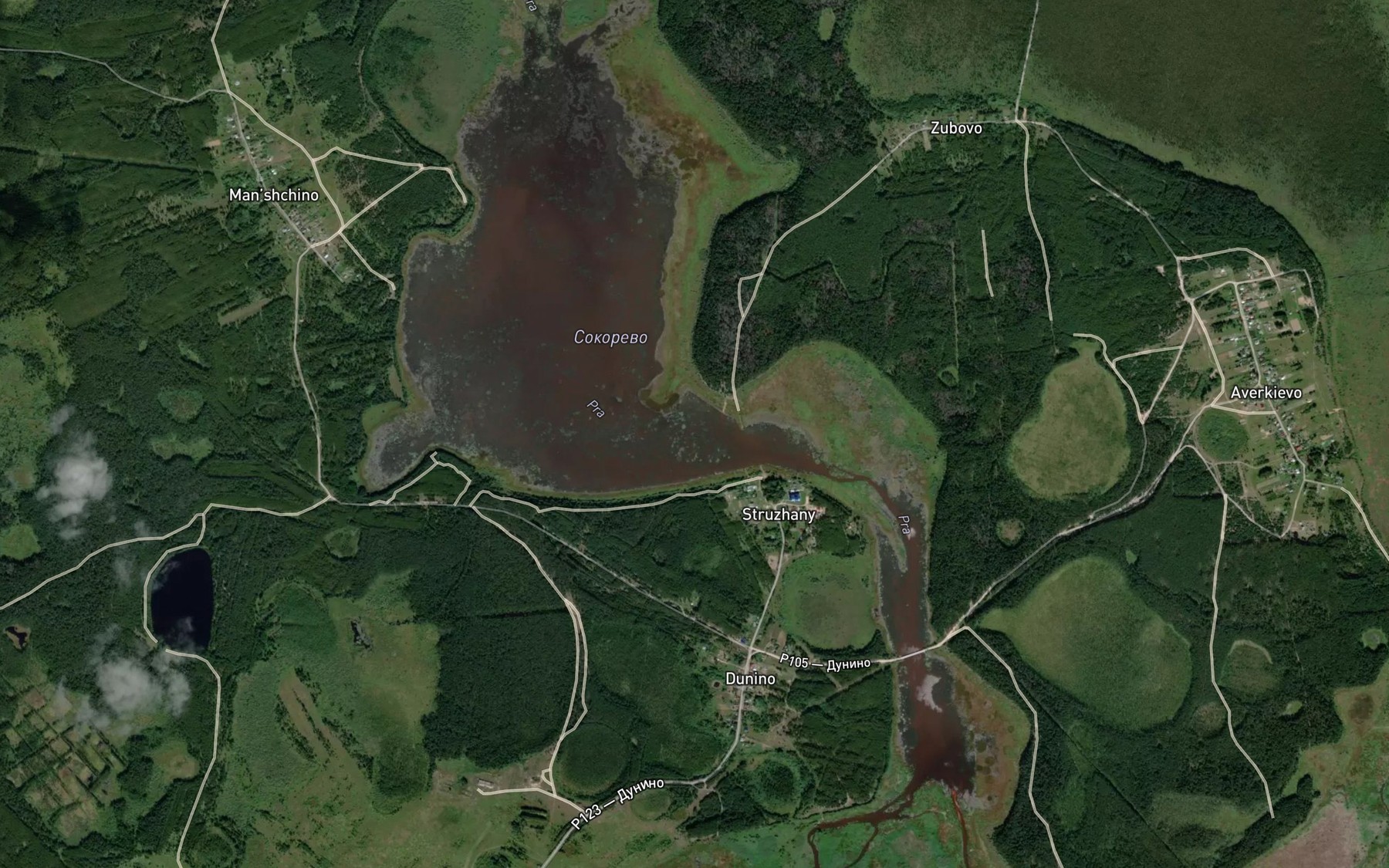 Satellite map of the Ozero Sokorevo