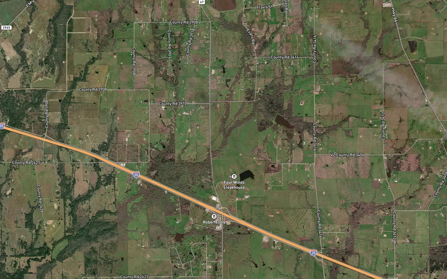 Satellite map of the Little Allen Creek