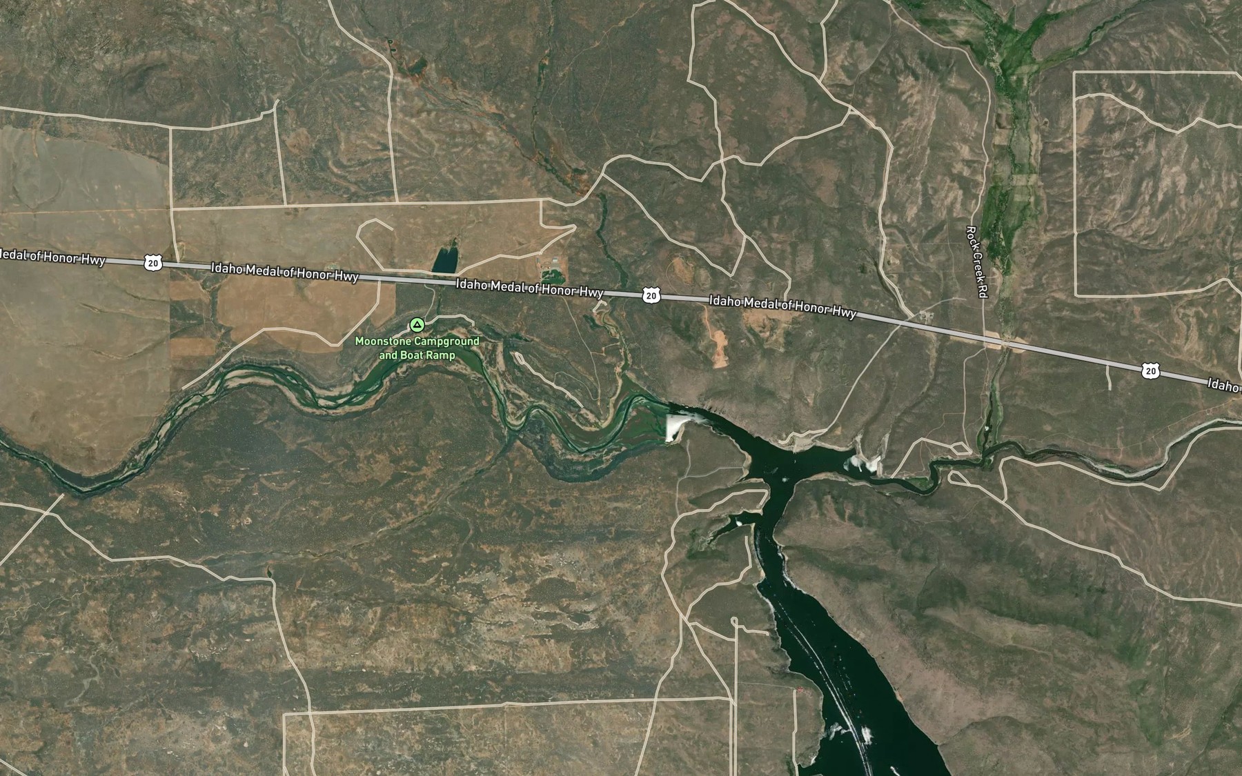 Satellite map of the Poison Creek