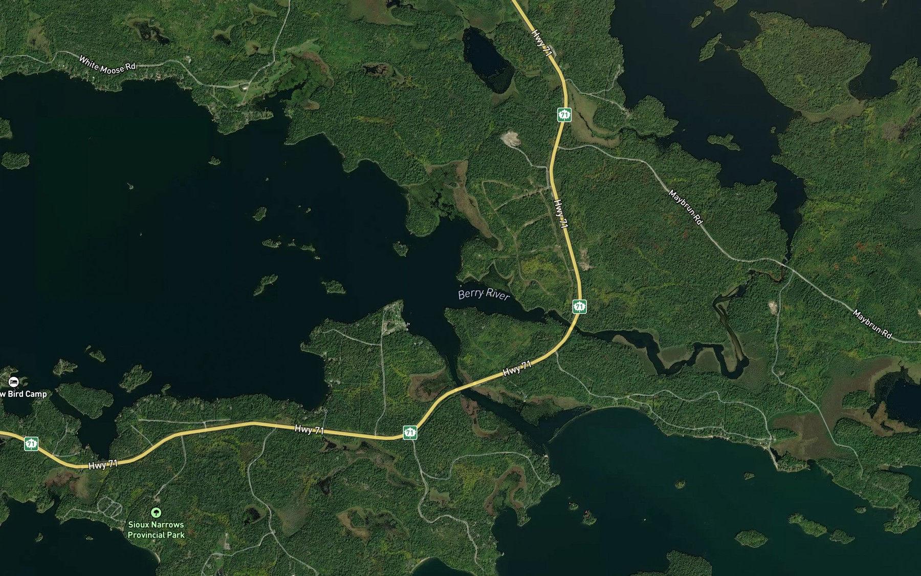 Satellite map of the Berry River