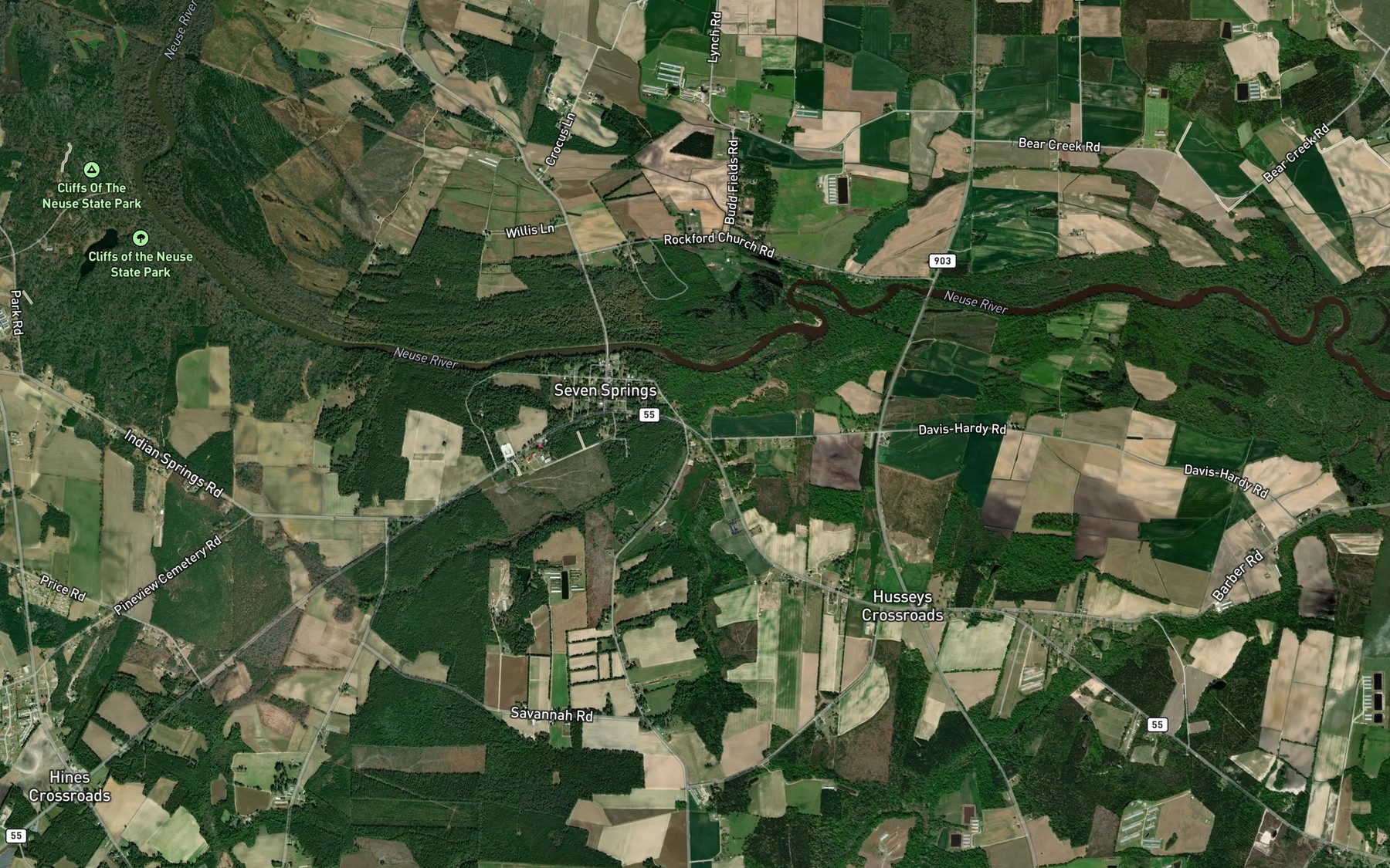 Satellite map of the South Prong Cox Creek