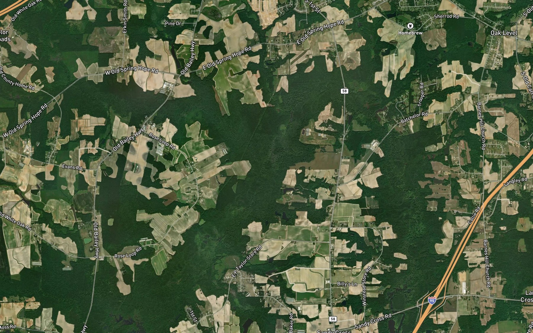 Satellite map of the Little Sapony Creek