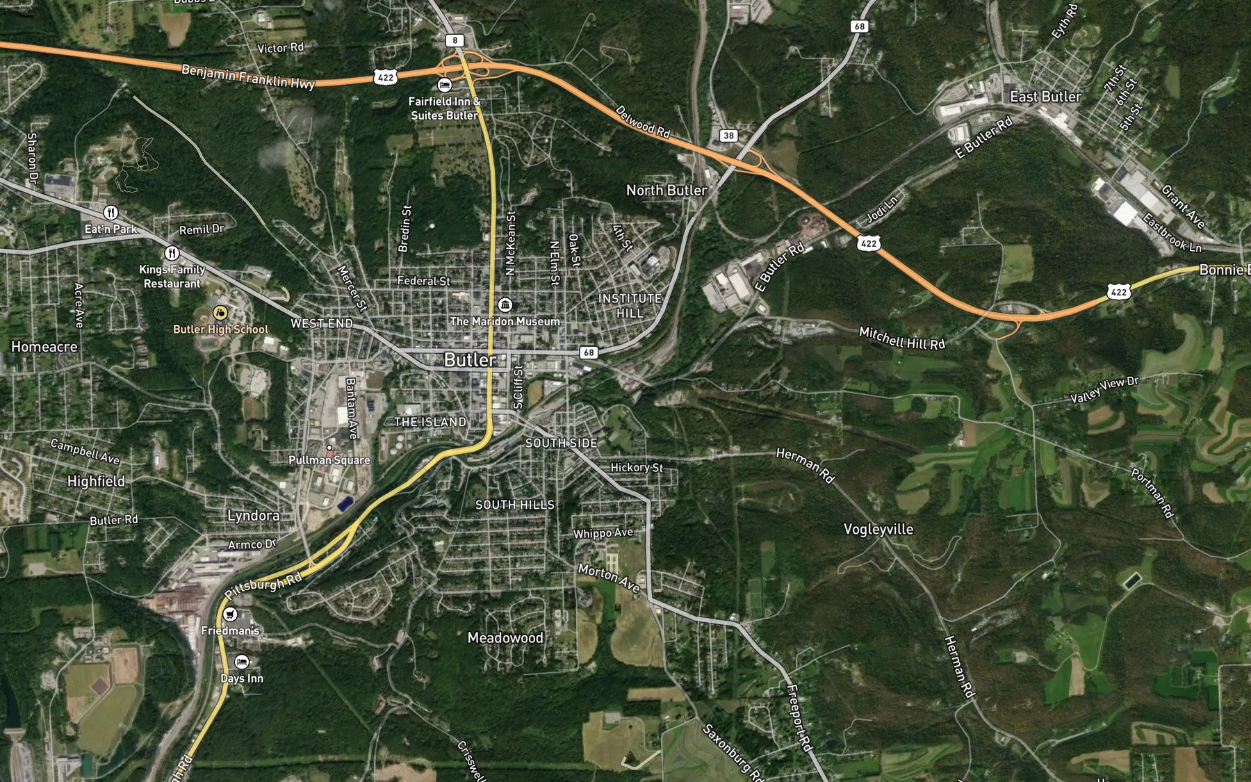 Satellite map of the Coal Run