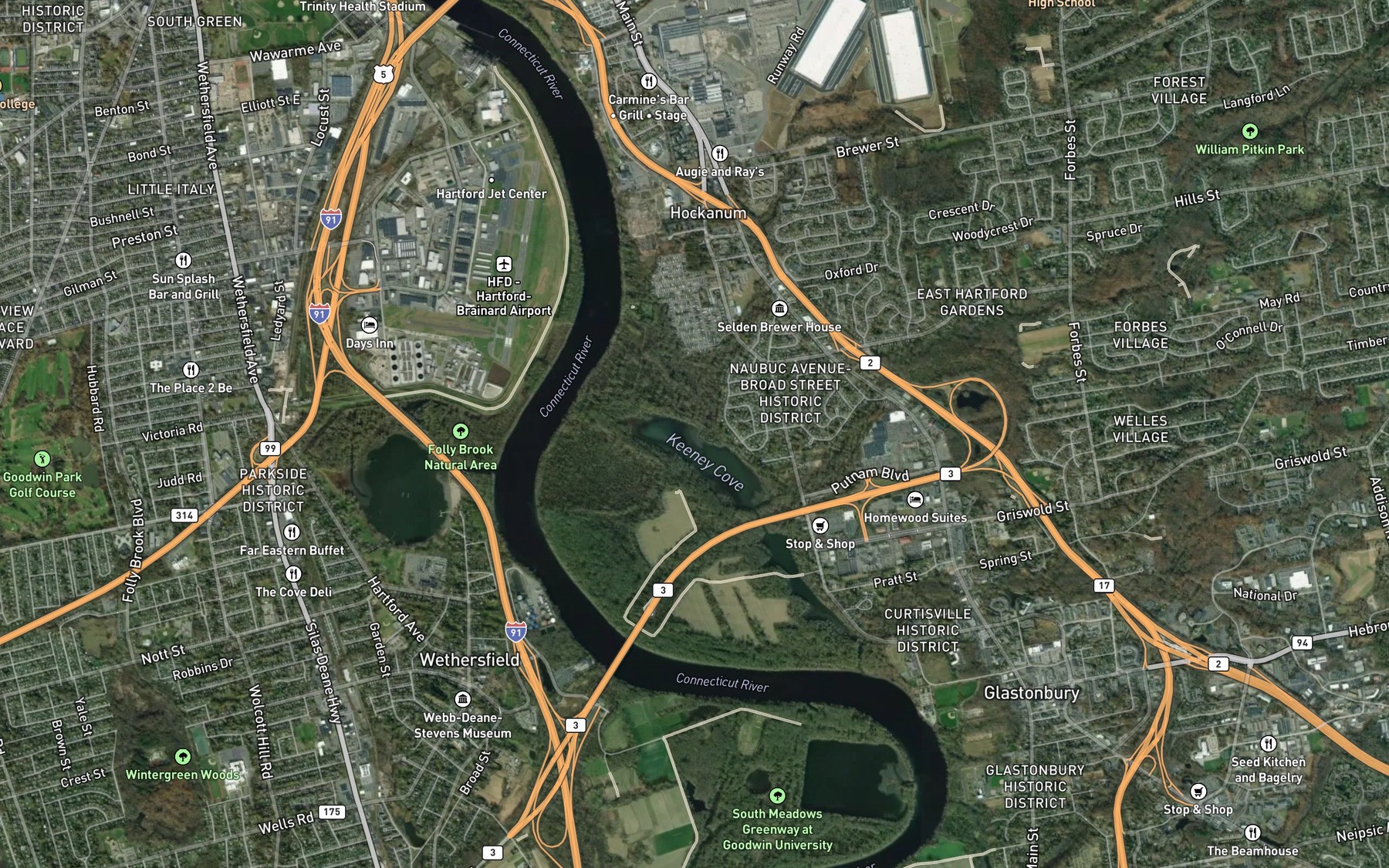Satellite map of the Pewterpot Brook