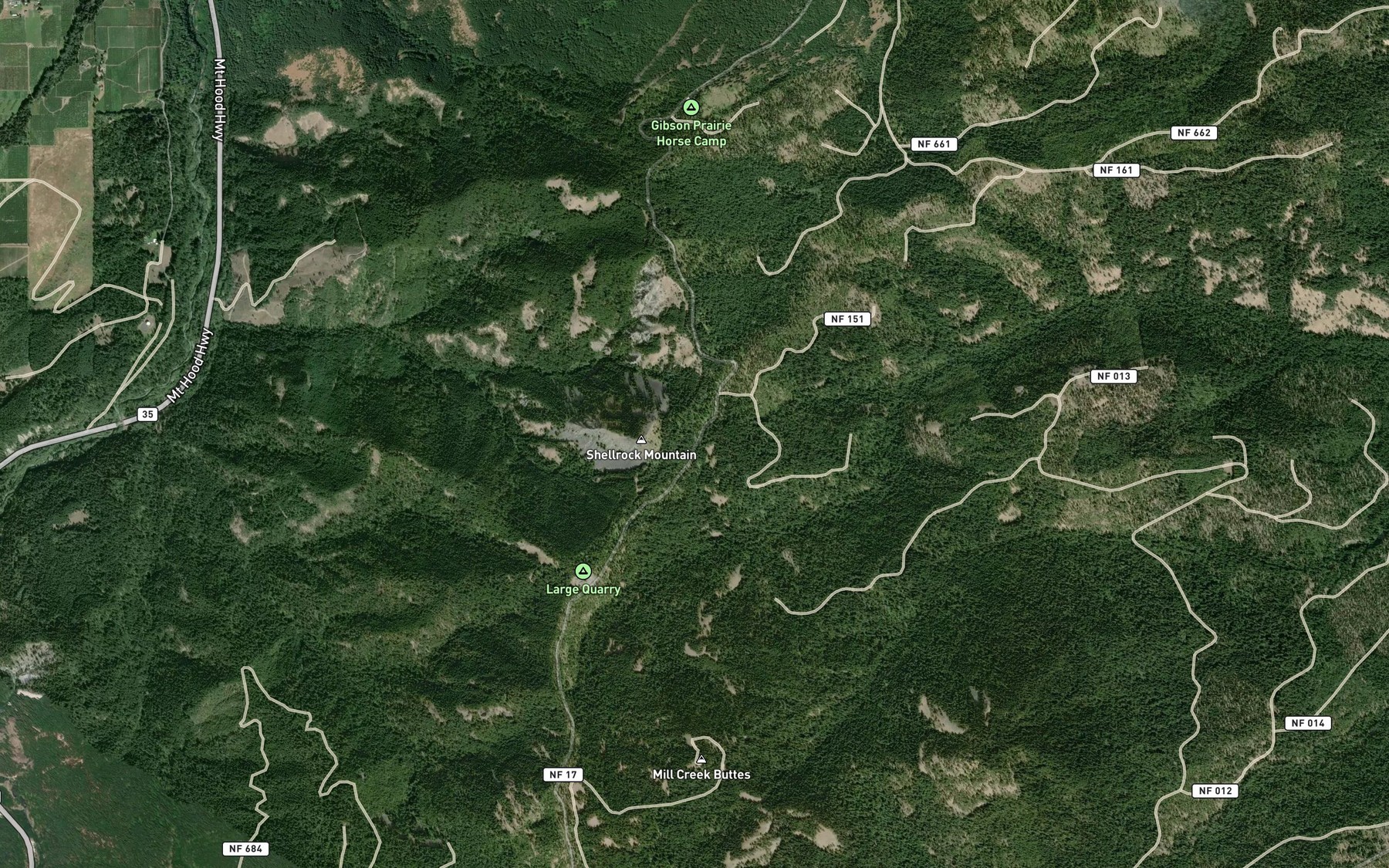 Satellite map of the Shellrock Spring