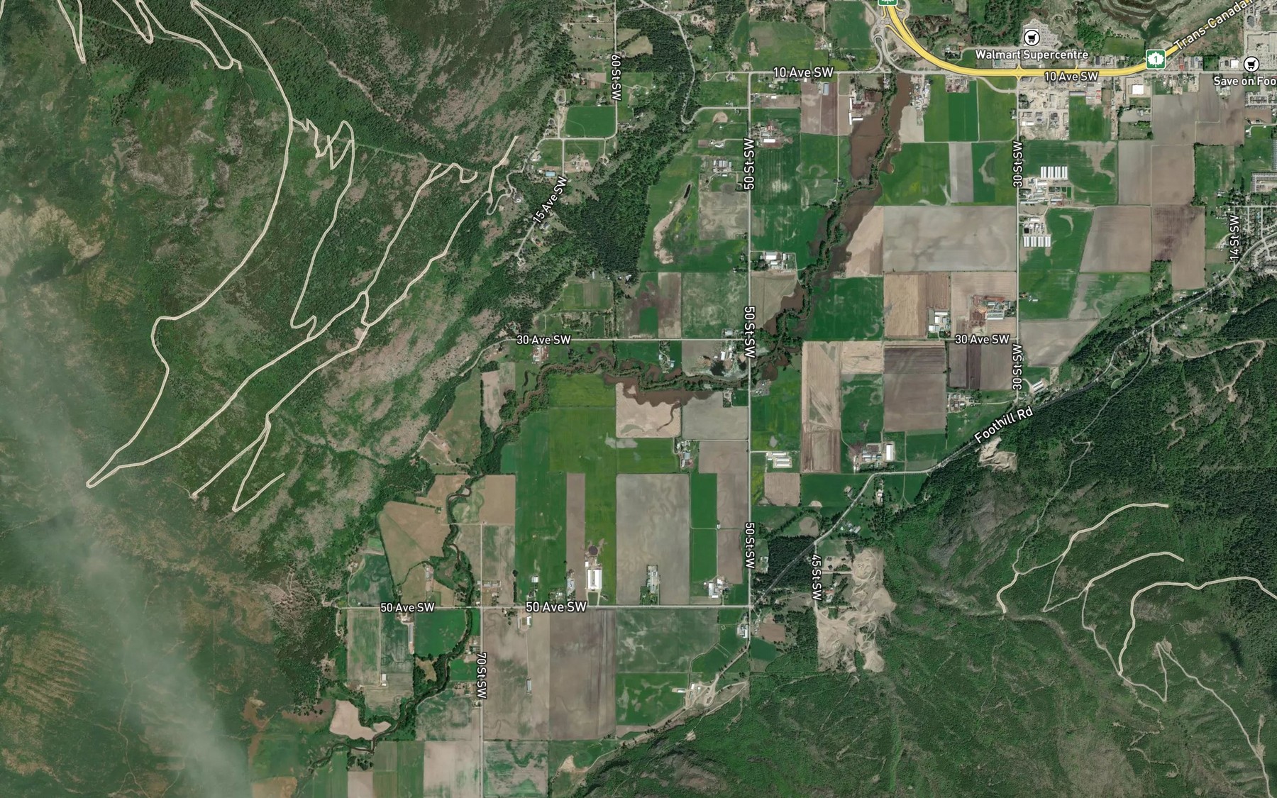 Satellite map of the Mouttell Creek