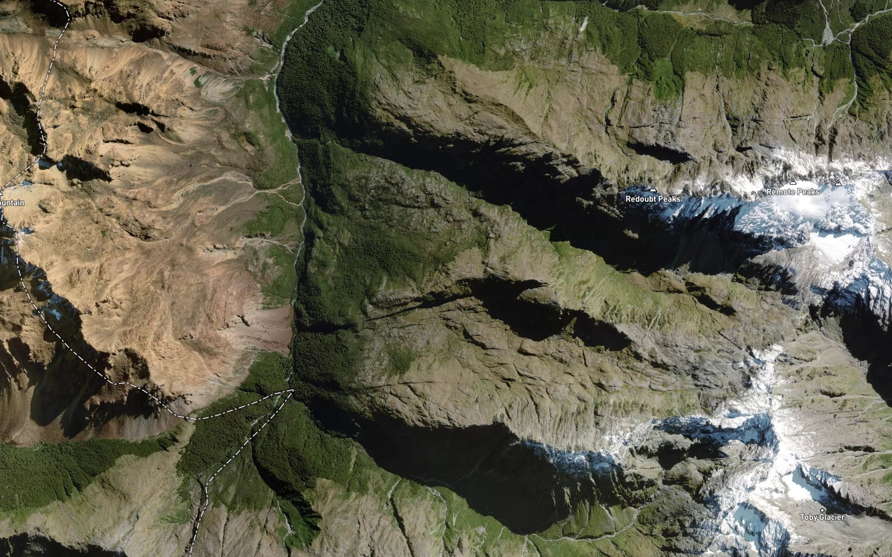 Satellite map of the Holland Creek