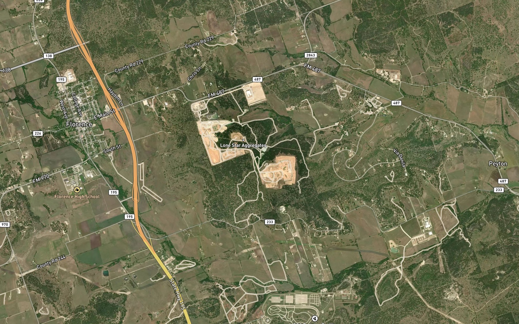 Satellite map of the Brushy Spring