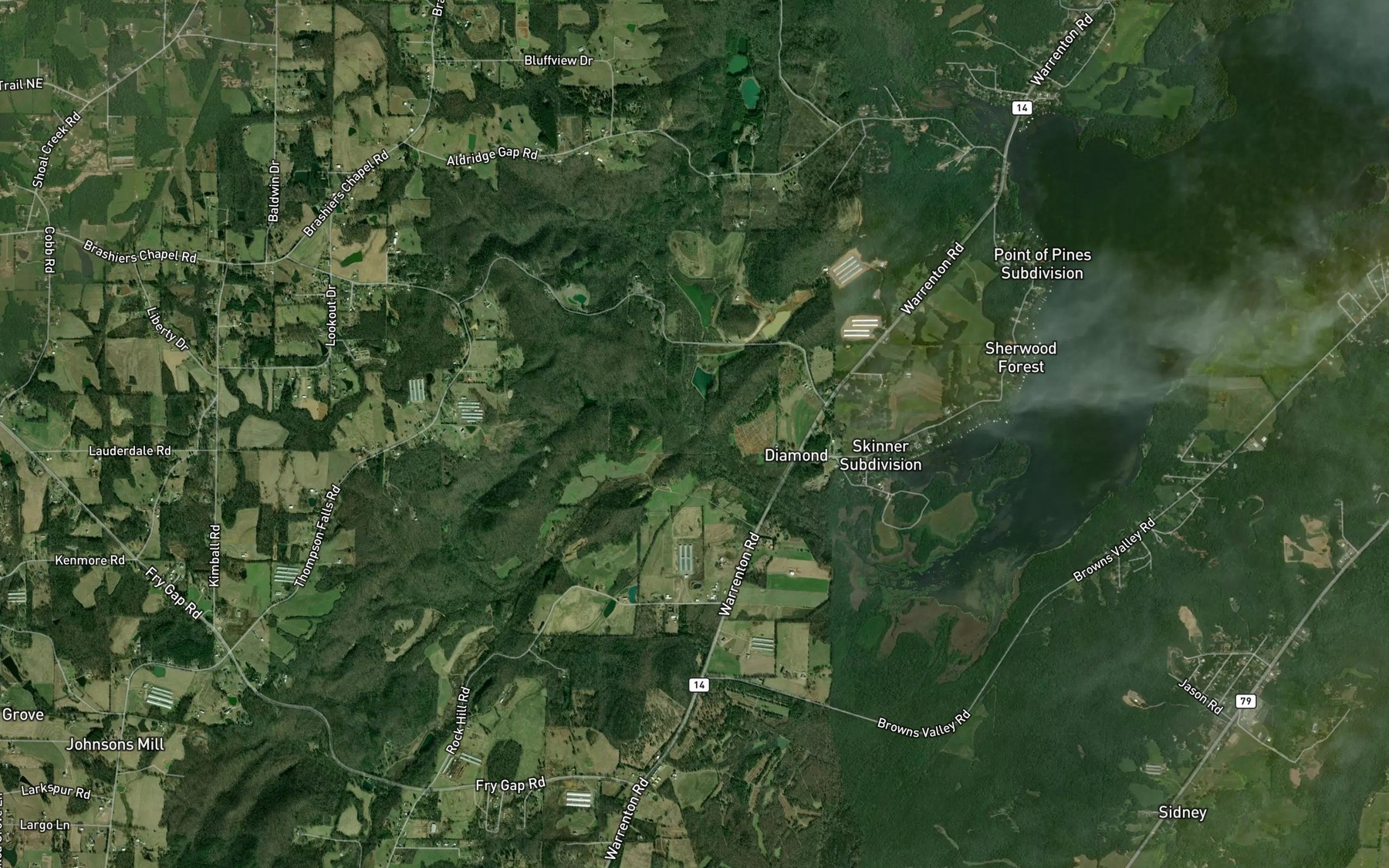 Satellite map of the Horton Spring Branch