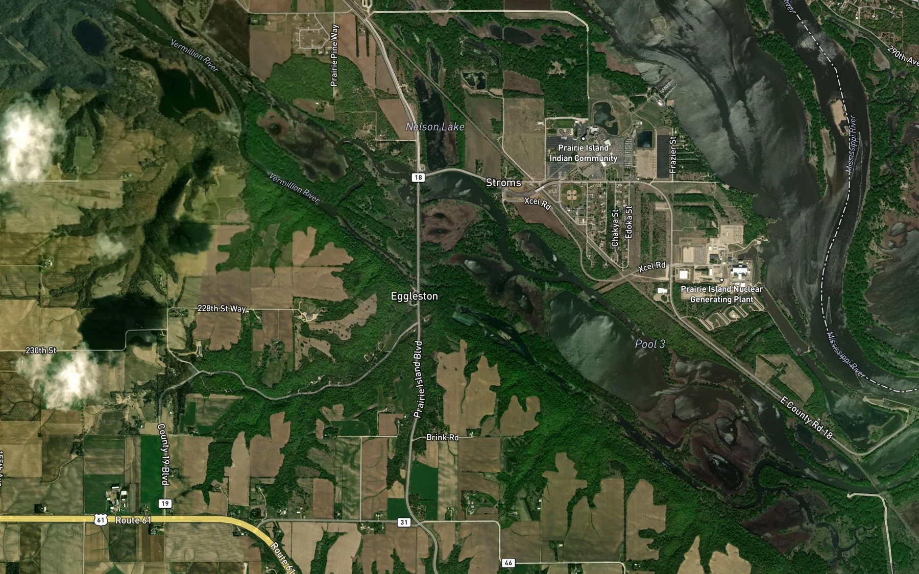 Satellite map of the Vermillion River