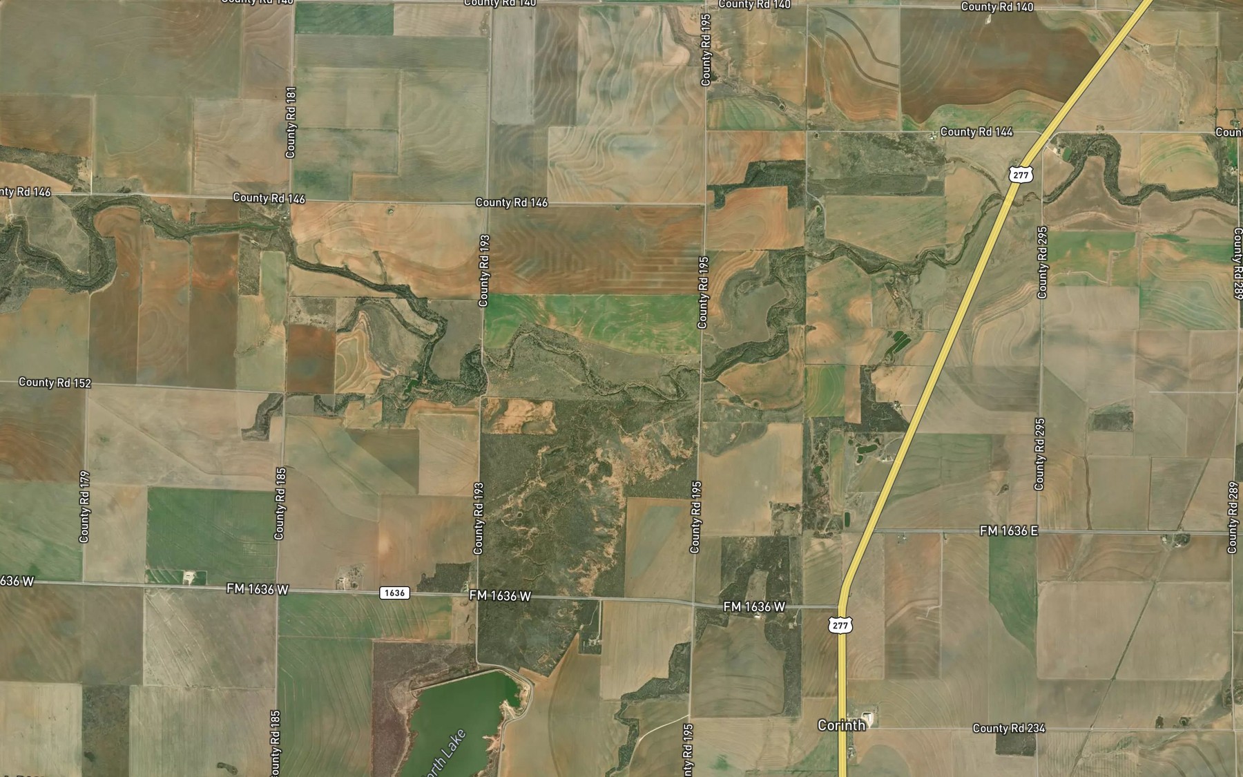 Satellite map of the Thompson Creek