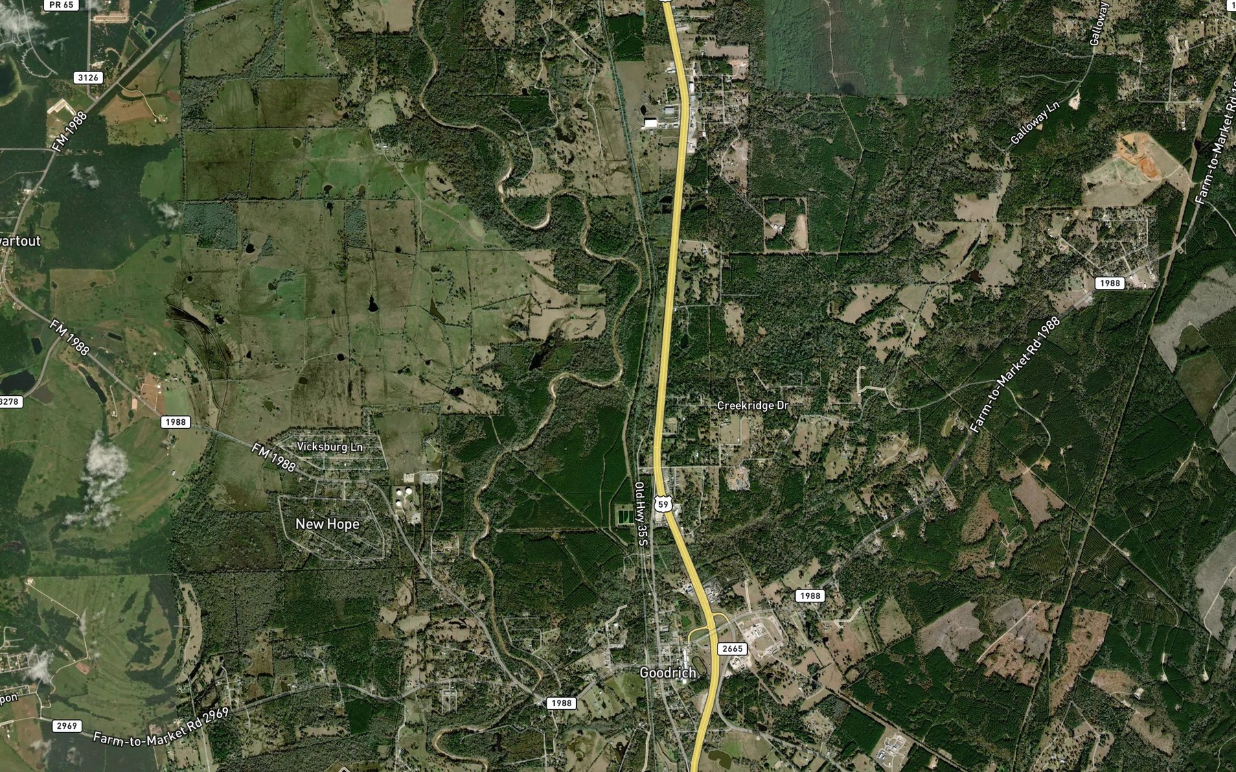 Satellite map of the Morgan Creek