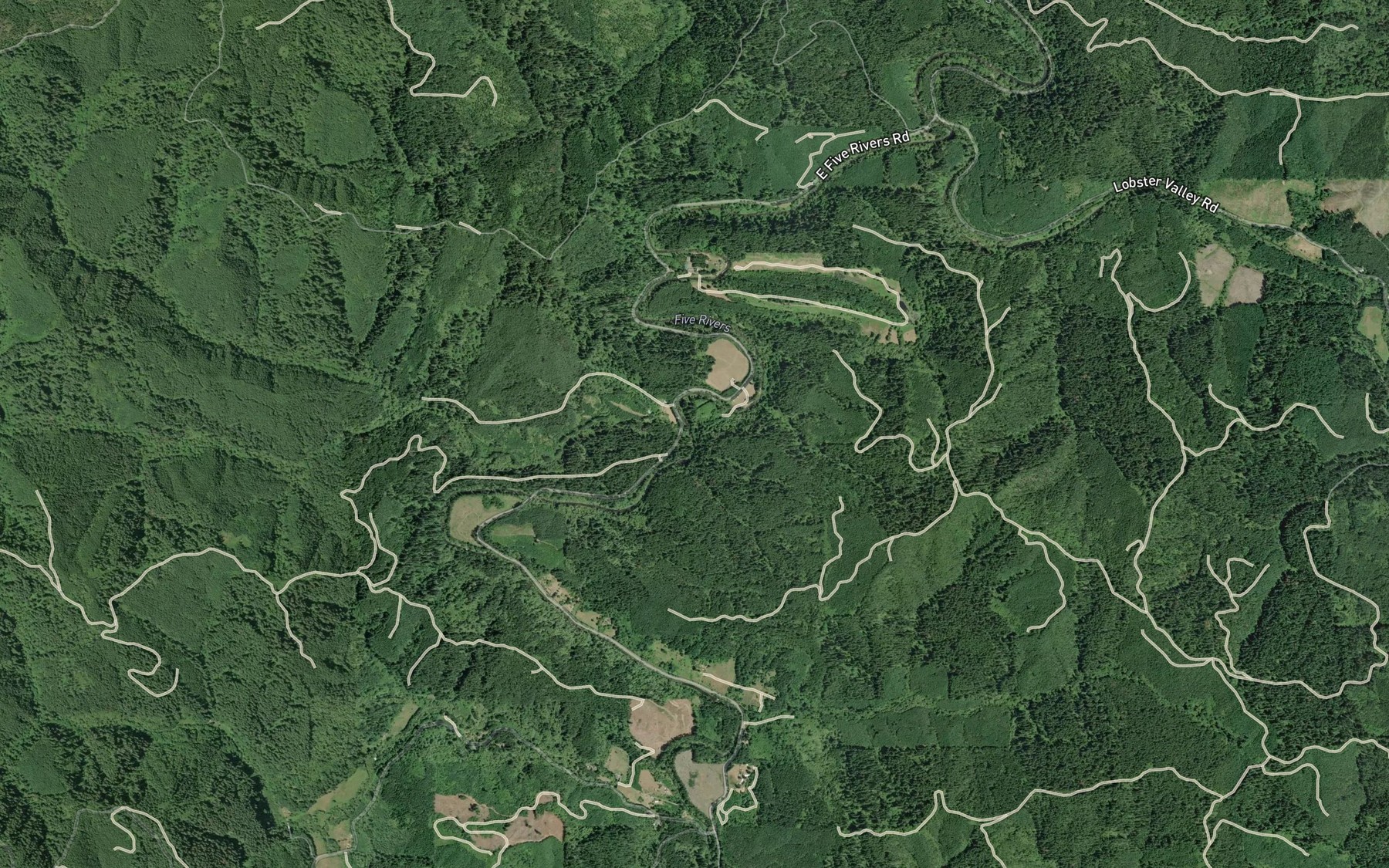 Satellite map of the Cascade Creek
