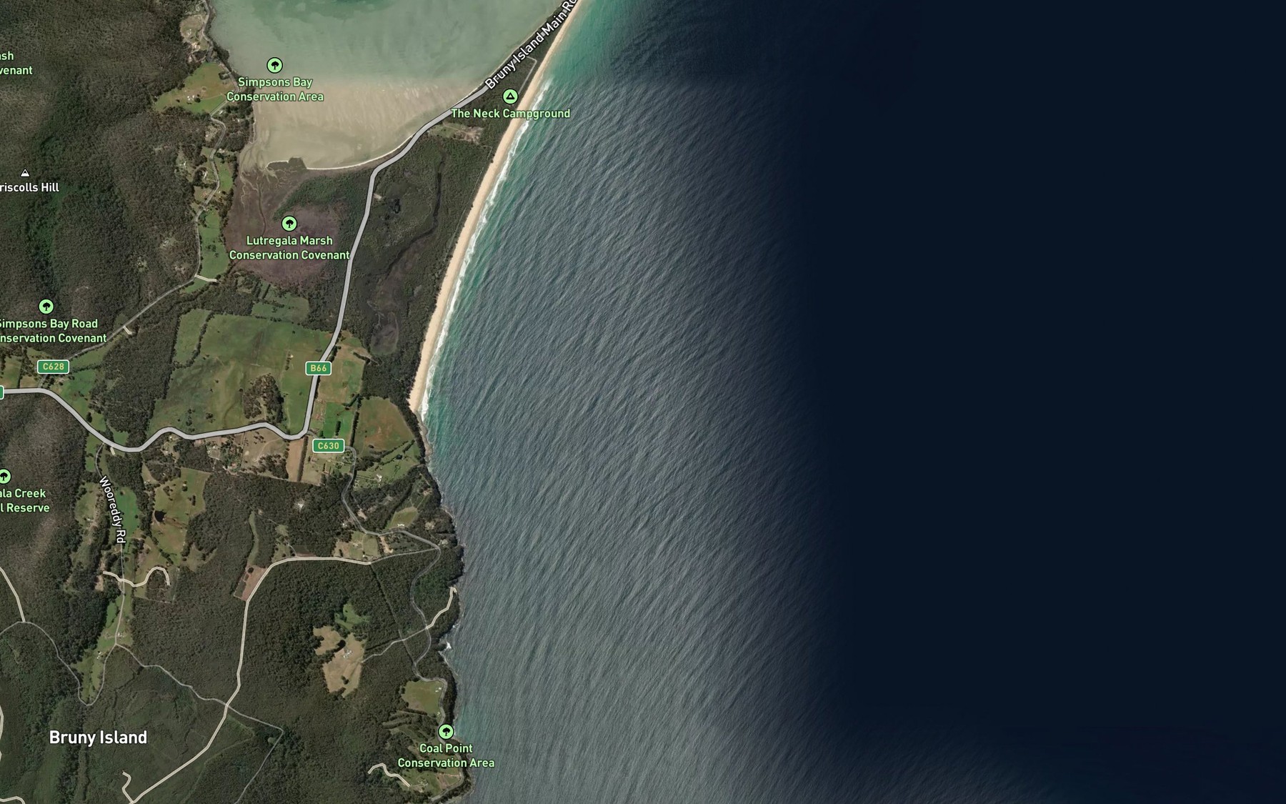 Satellite map of the Adventure Bay